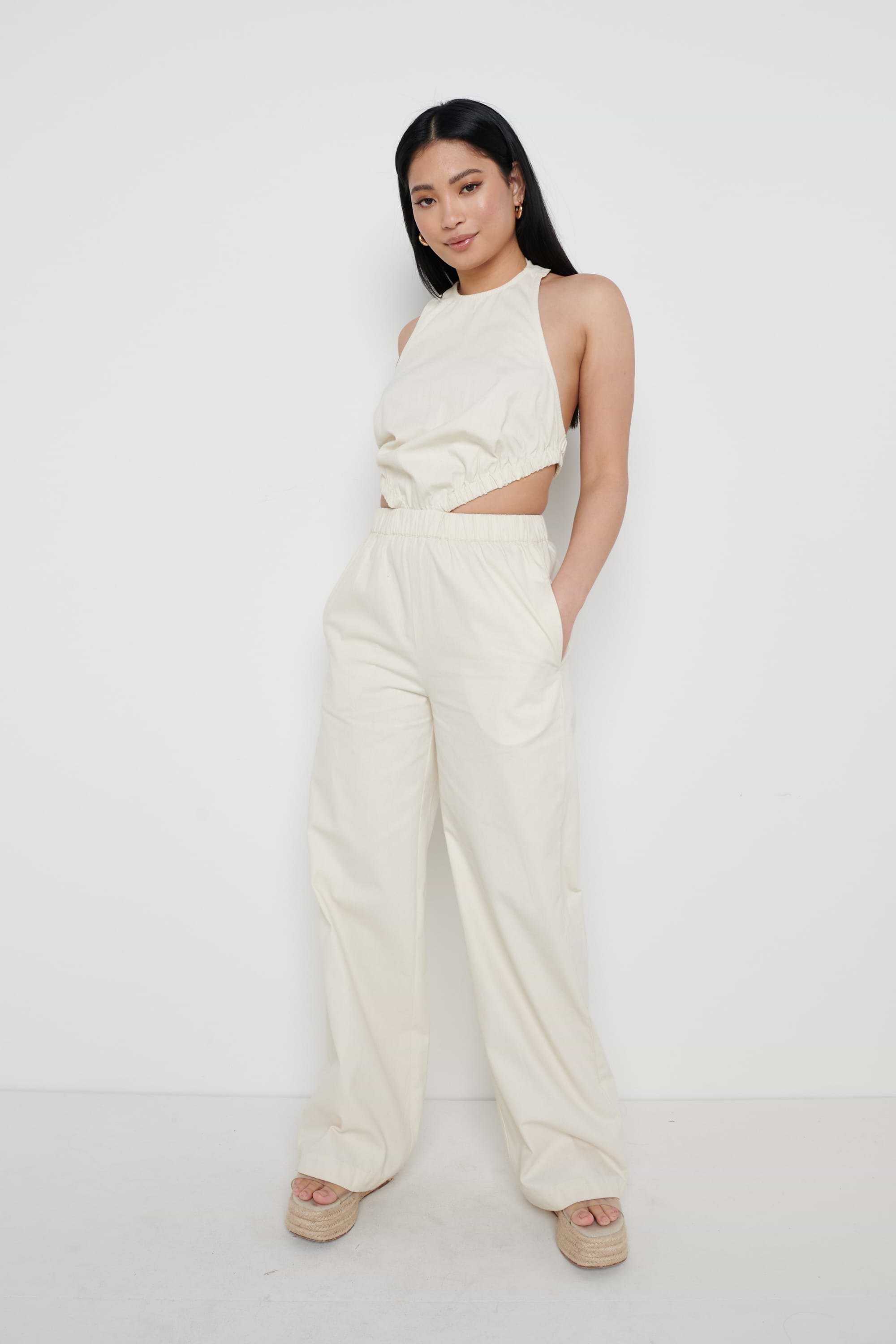 Lexi Scrunch Backless Jumpsuit - Off White