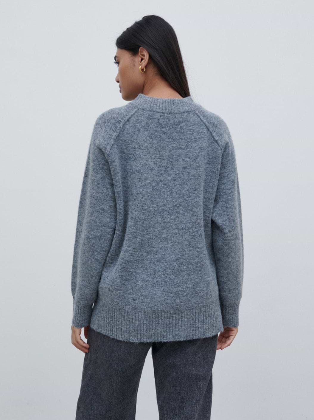 Liberty V Neck Seam Knit Jumper - Charcoal