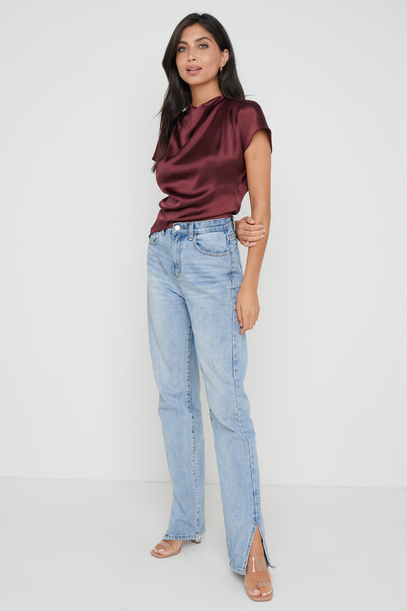 Lilith Cropped Blouse - Wine