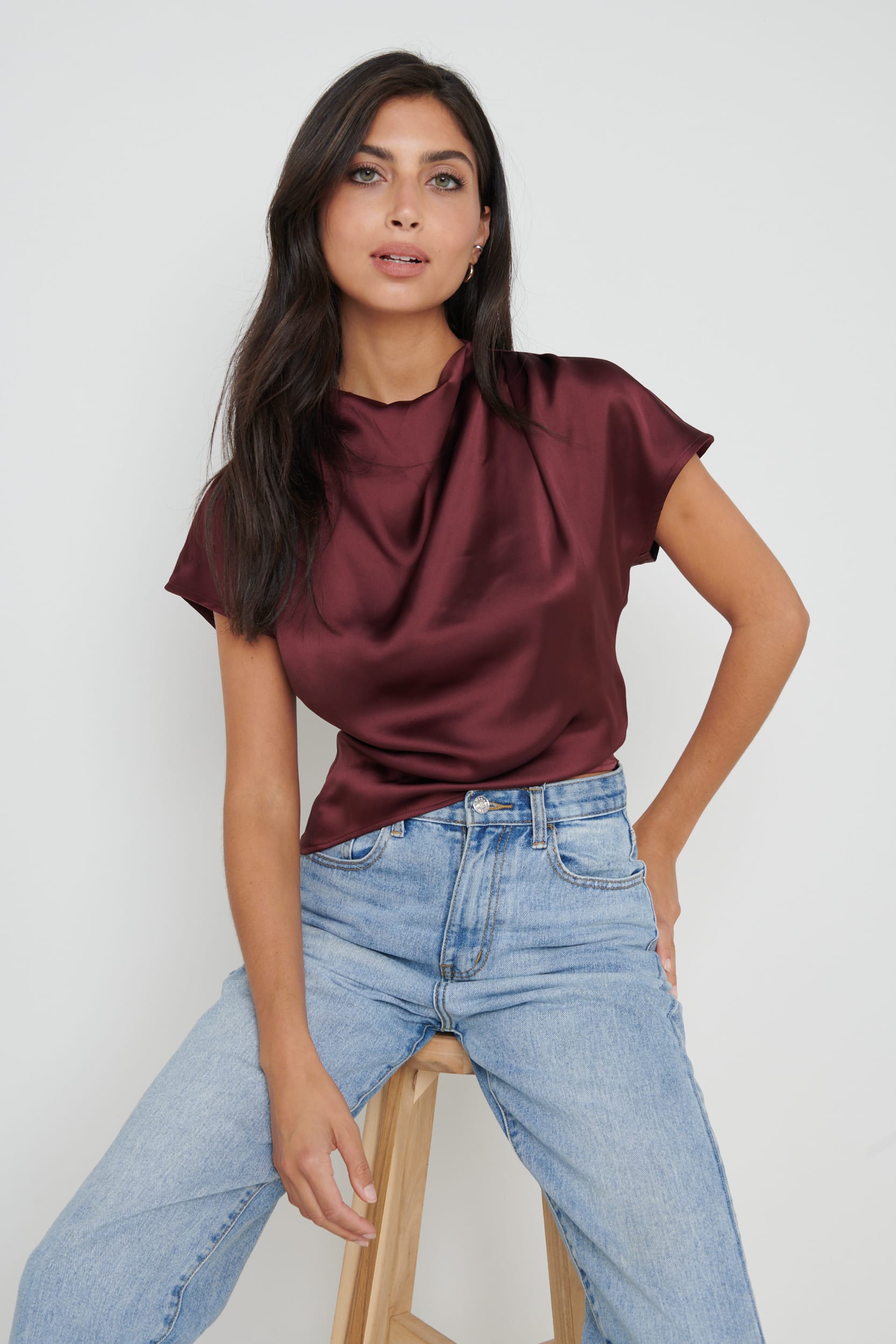 Lilith Cropped Blouse - Wine