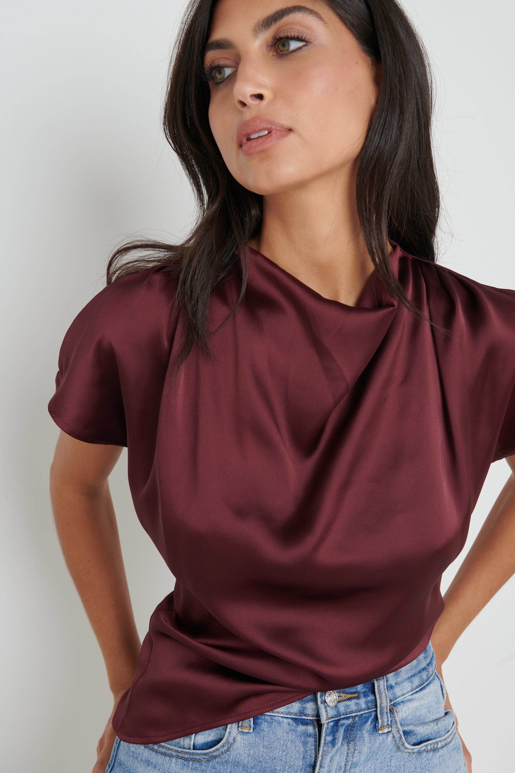 Lilith Cropped Blouse - Wine