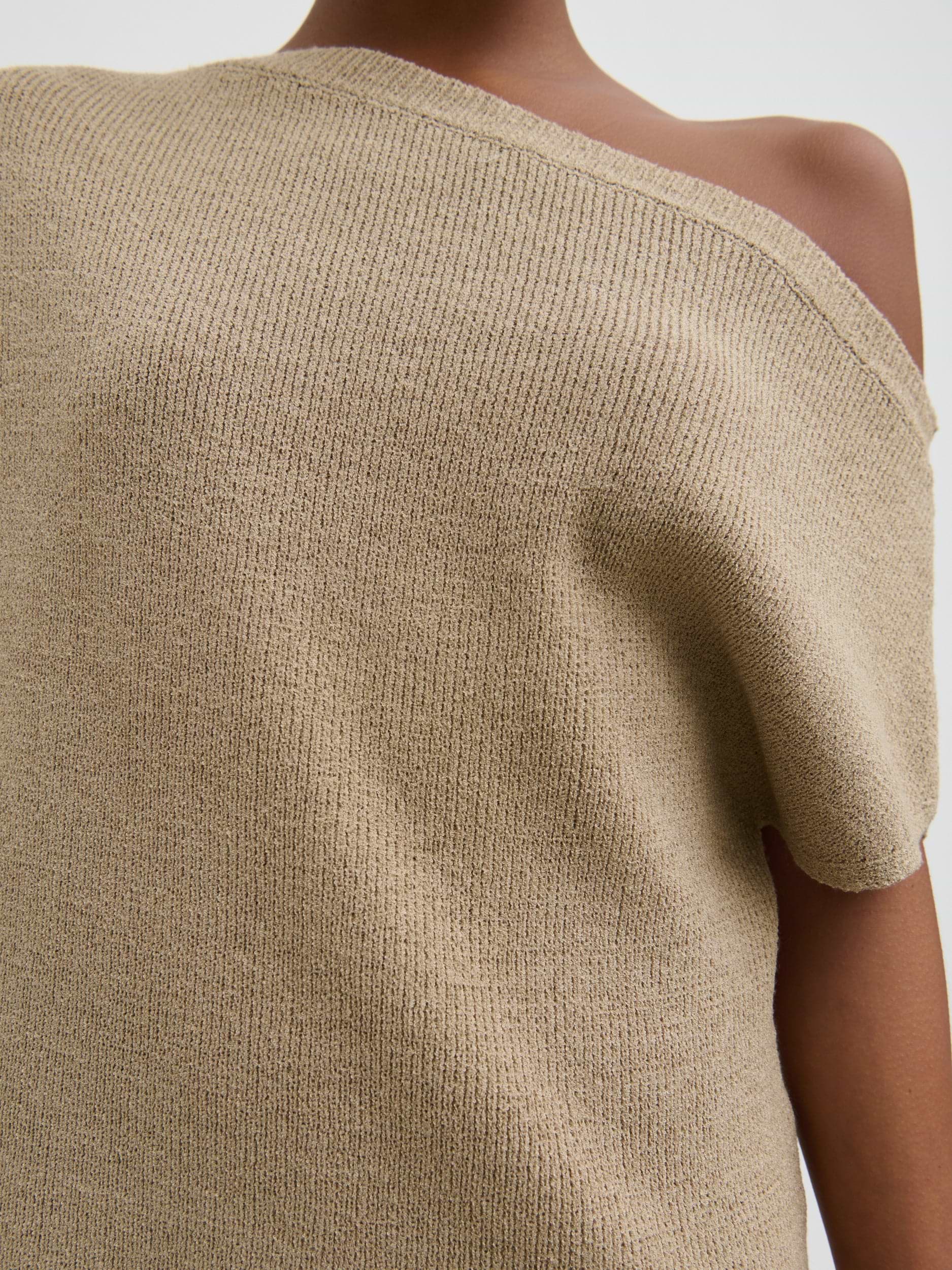 Lily Cold Shoulder Knit Top - Beige
