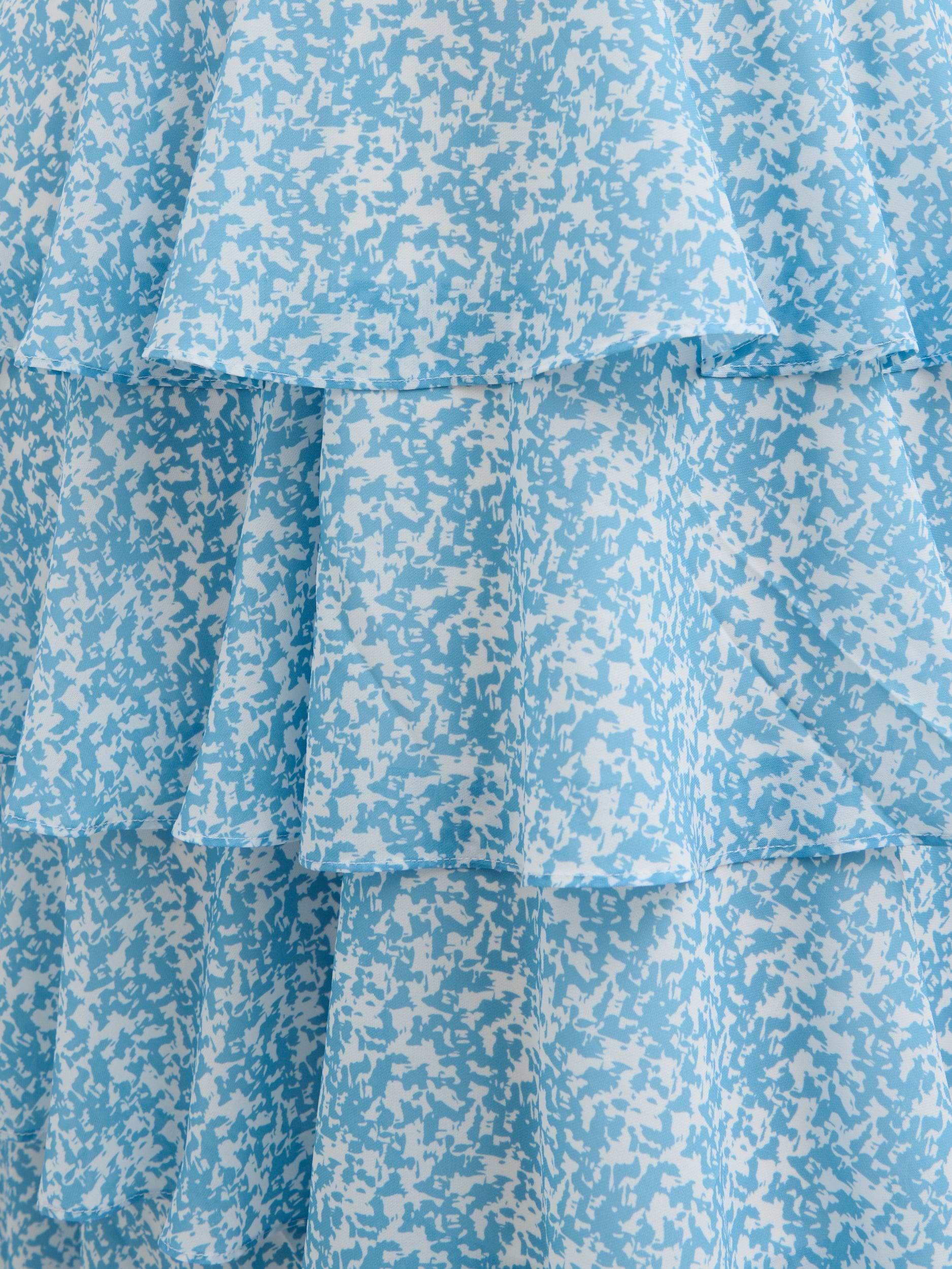 Lissy Ruffle Midaxi Dress - Blue Abstract