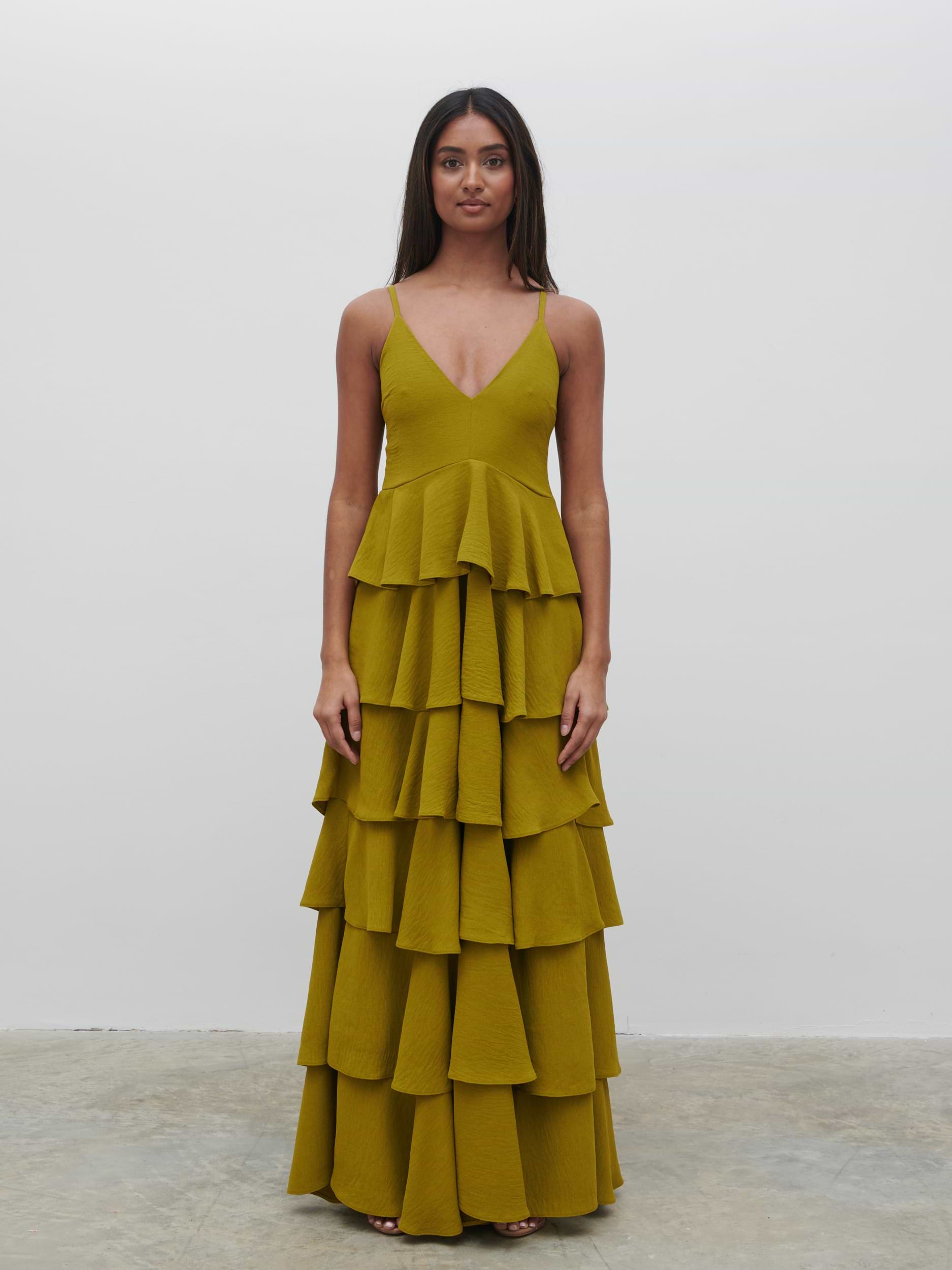 Lissy Textured Maxi Dress - Chartreuse