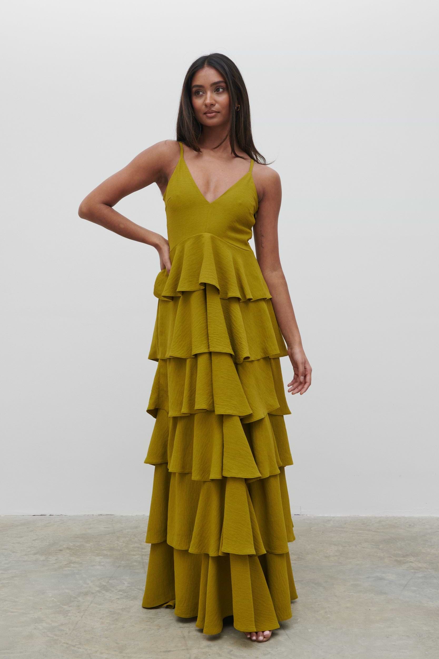 Lissy Textured Maxi Dress - Chartreuse
