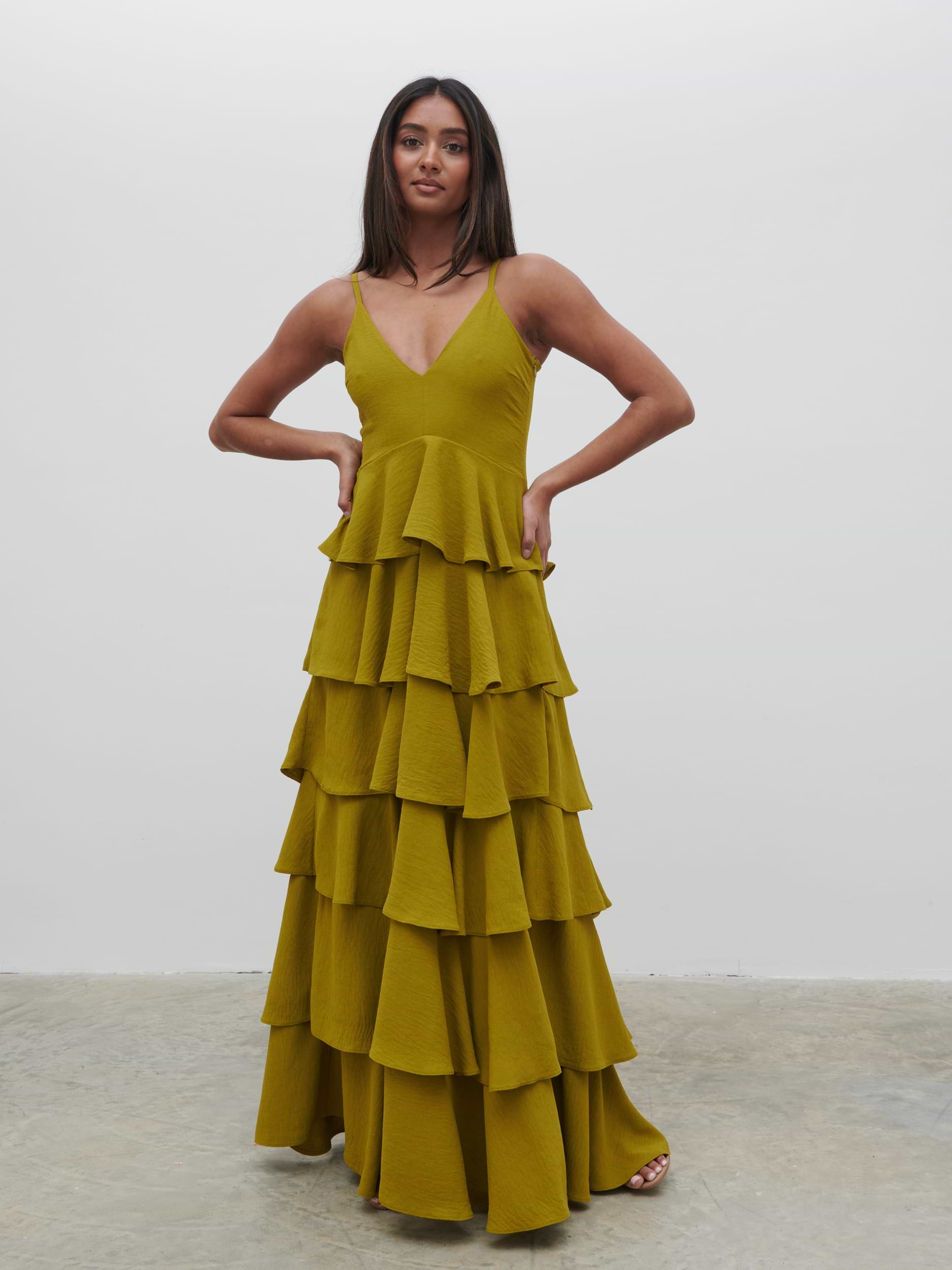 Lissy Textured Maxi Dress - Chartreuse