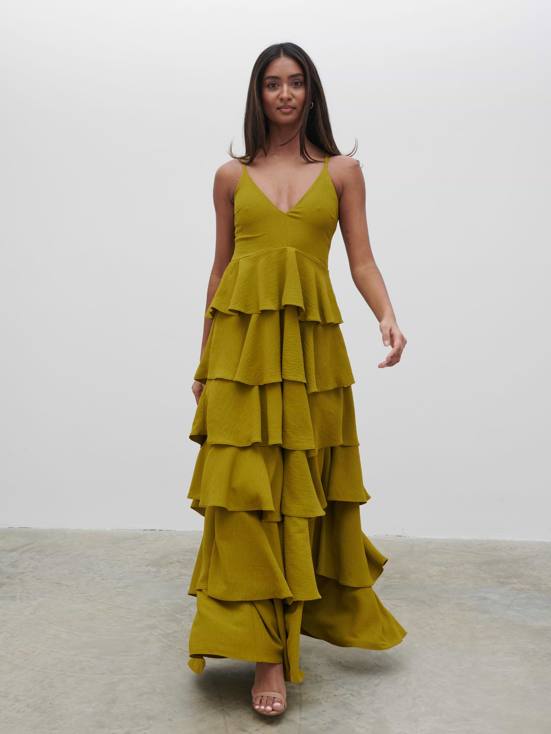 Lissy Textured Maxi Dress - Chartreuse