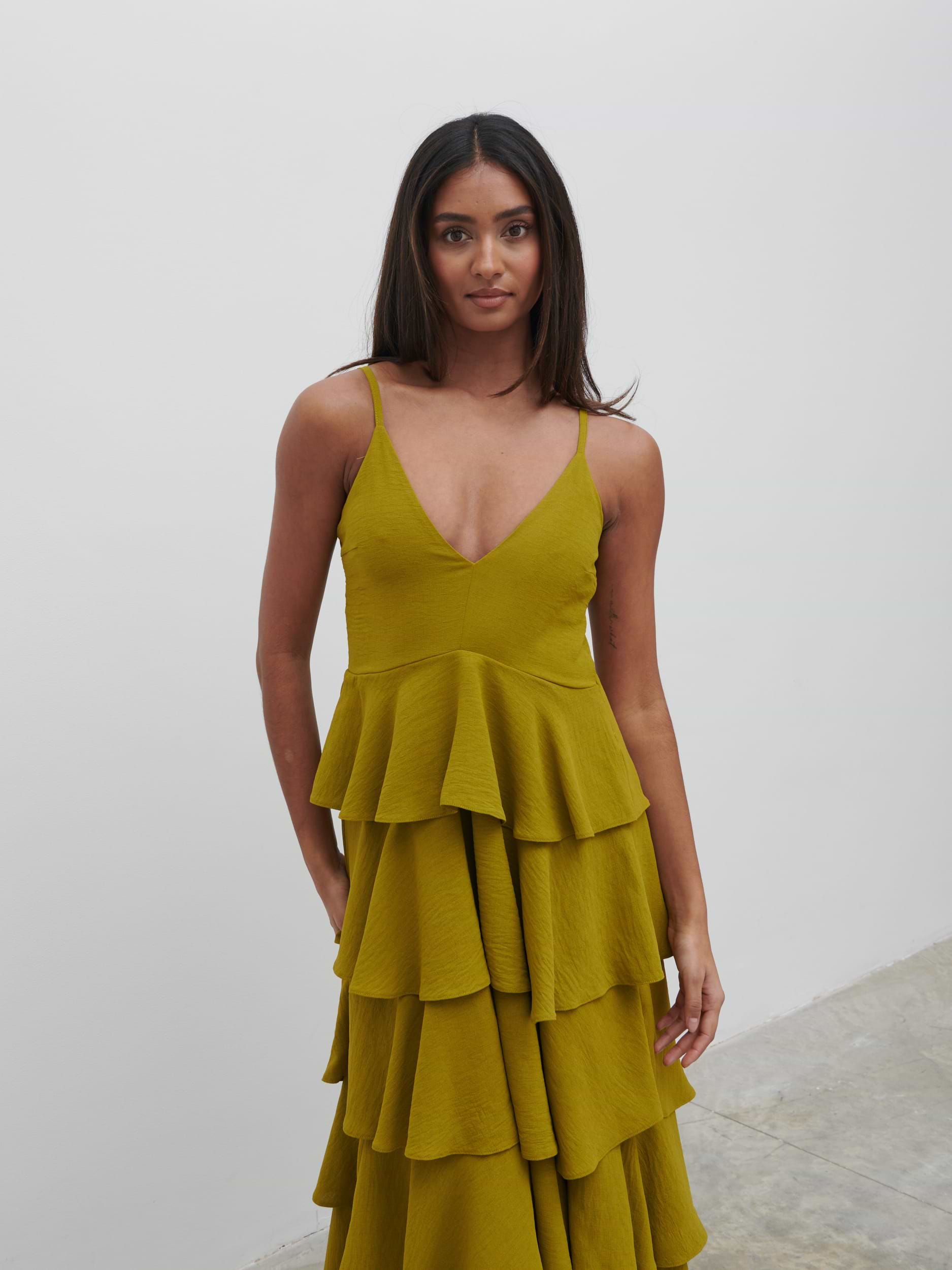 Lissy Textured Maxi Dress - Chartreuse