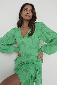 Lois Cross Back Jaquard Maxi Dress - Emerald Green