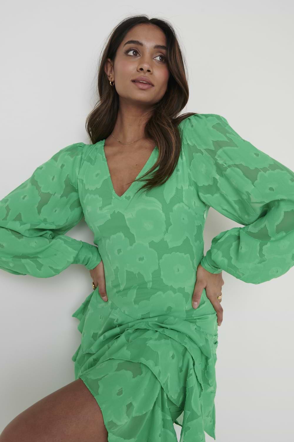 Lois Cross Back Jaquard Maxi Dress - Emerald Green