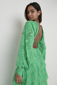 Lois Cross Back Jaquard Maxi Dress - Emerald Green