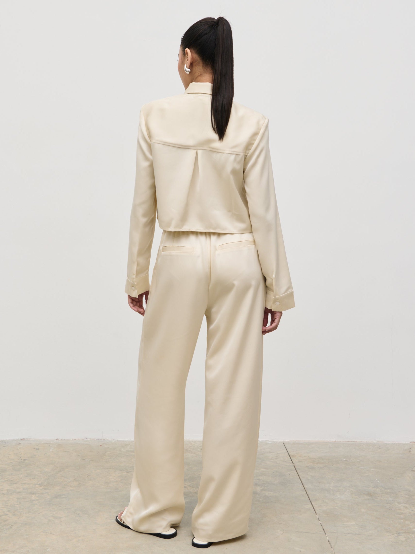 Lonnie Satin Boxy Shirt - Oyster