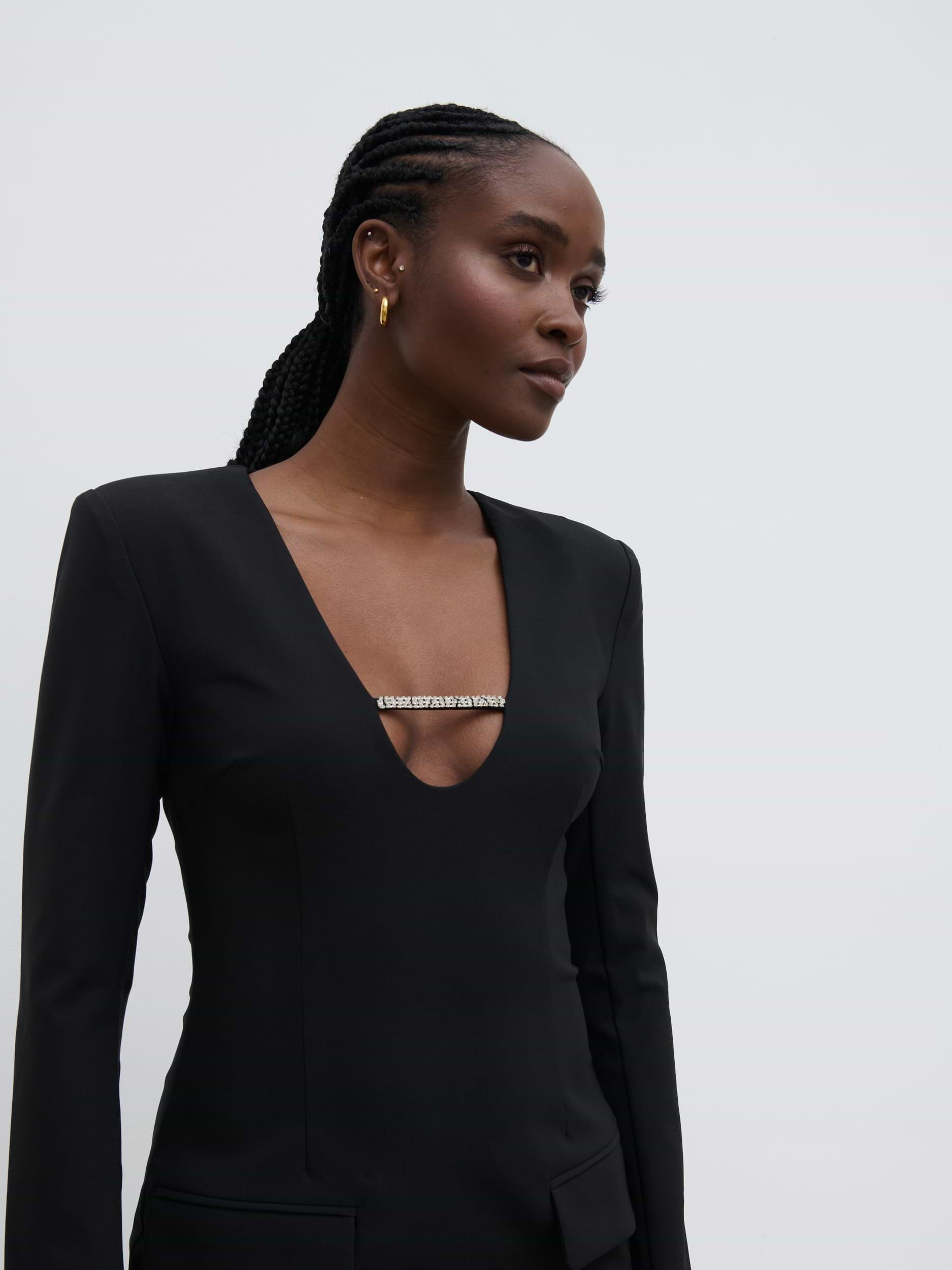 Lou Embellished Trim Mini Dress - Black