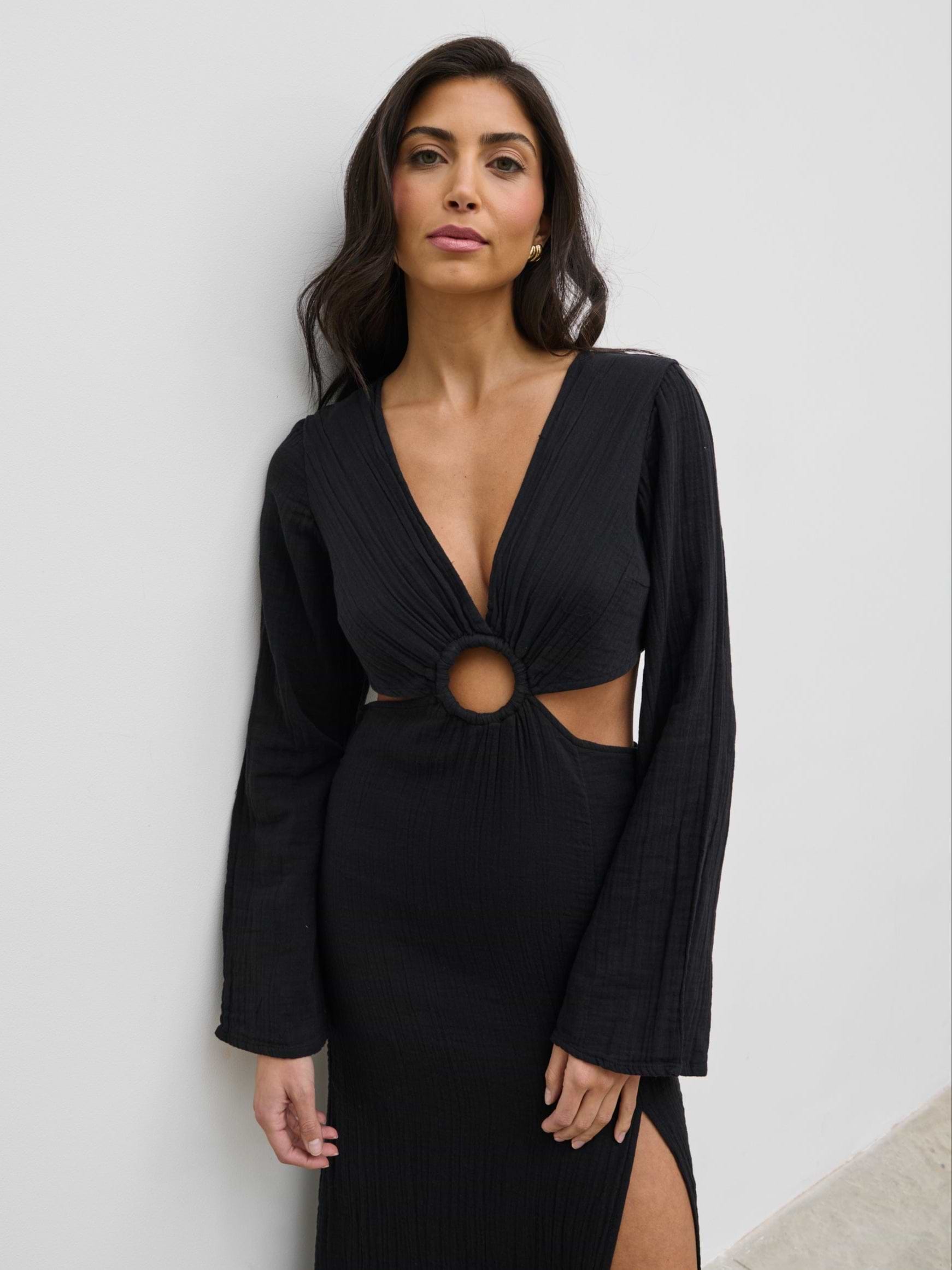 Luca Cut Out Ring Dress - Black