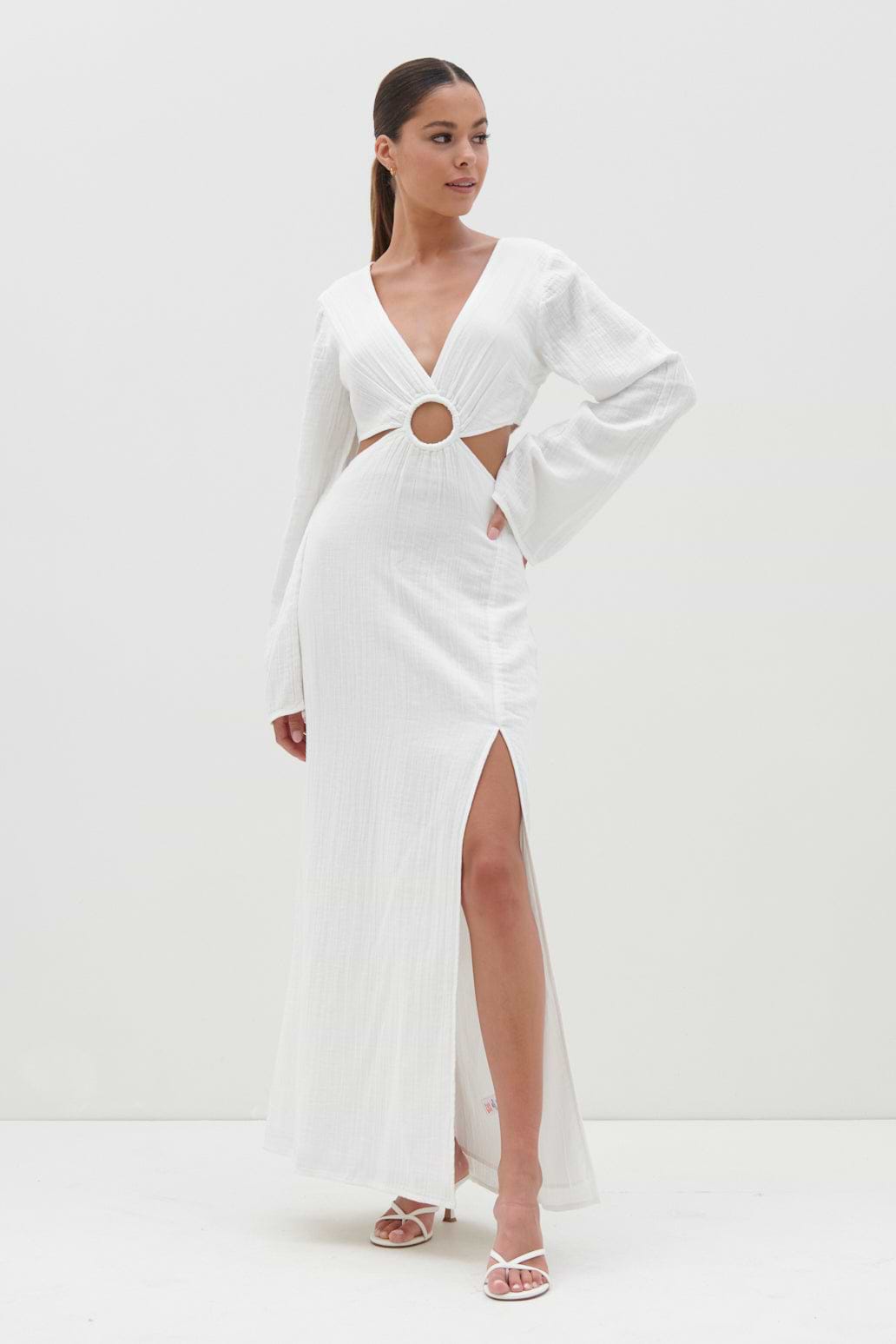 Luca Cut Out Ring Dress - Cream