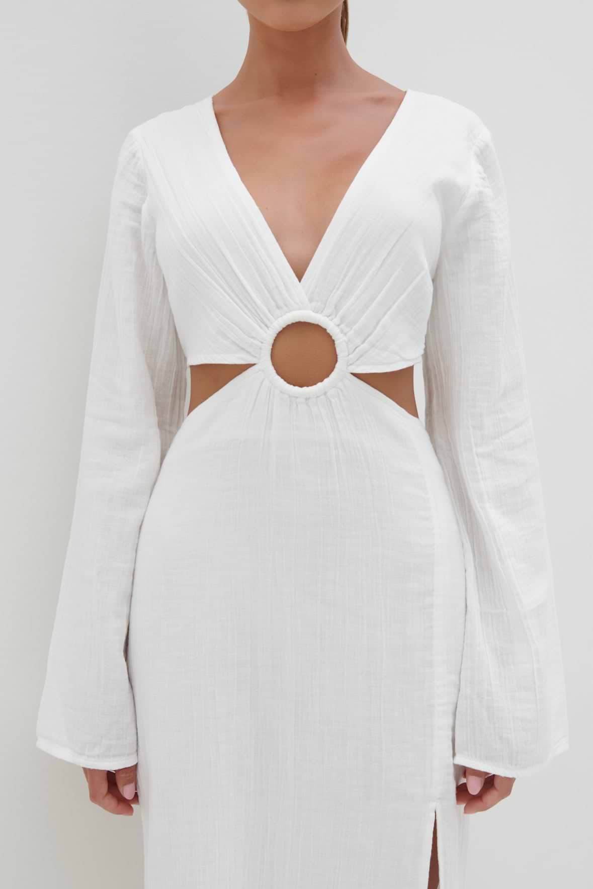 Luca Cut Out Ring Dress - Cream