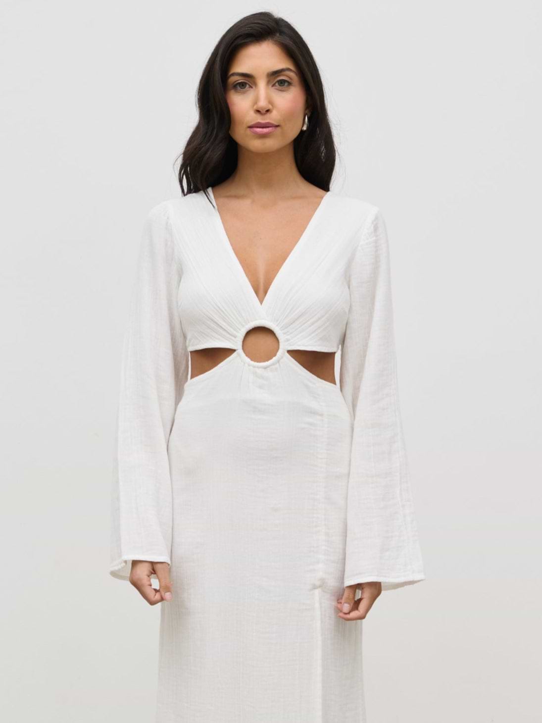 Luca Cut Out Ring Dress - Cream