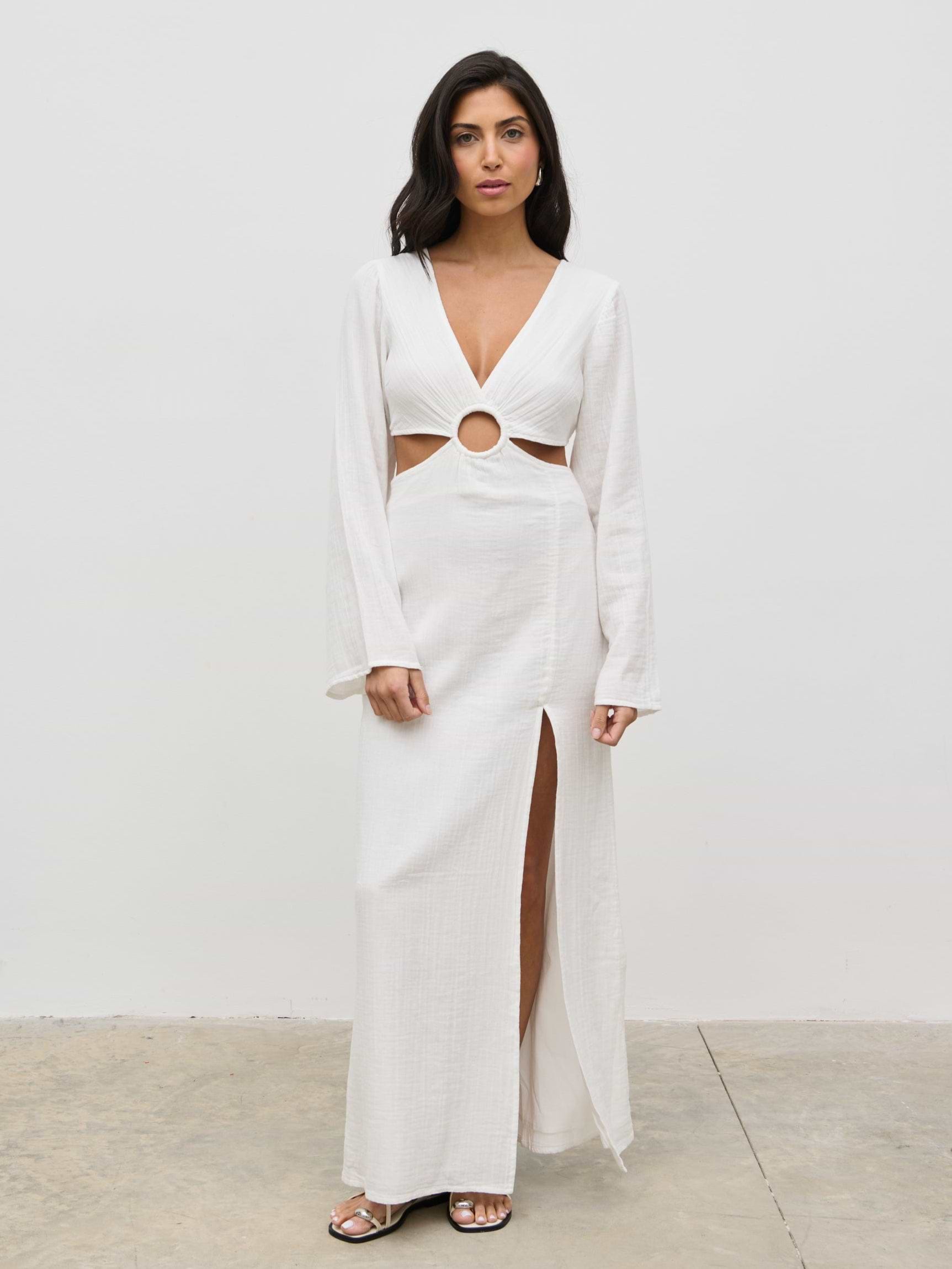 Luca Cut Out Ring Dress - Cream