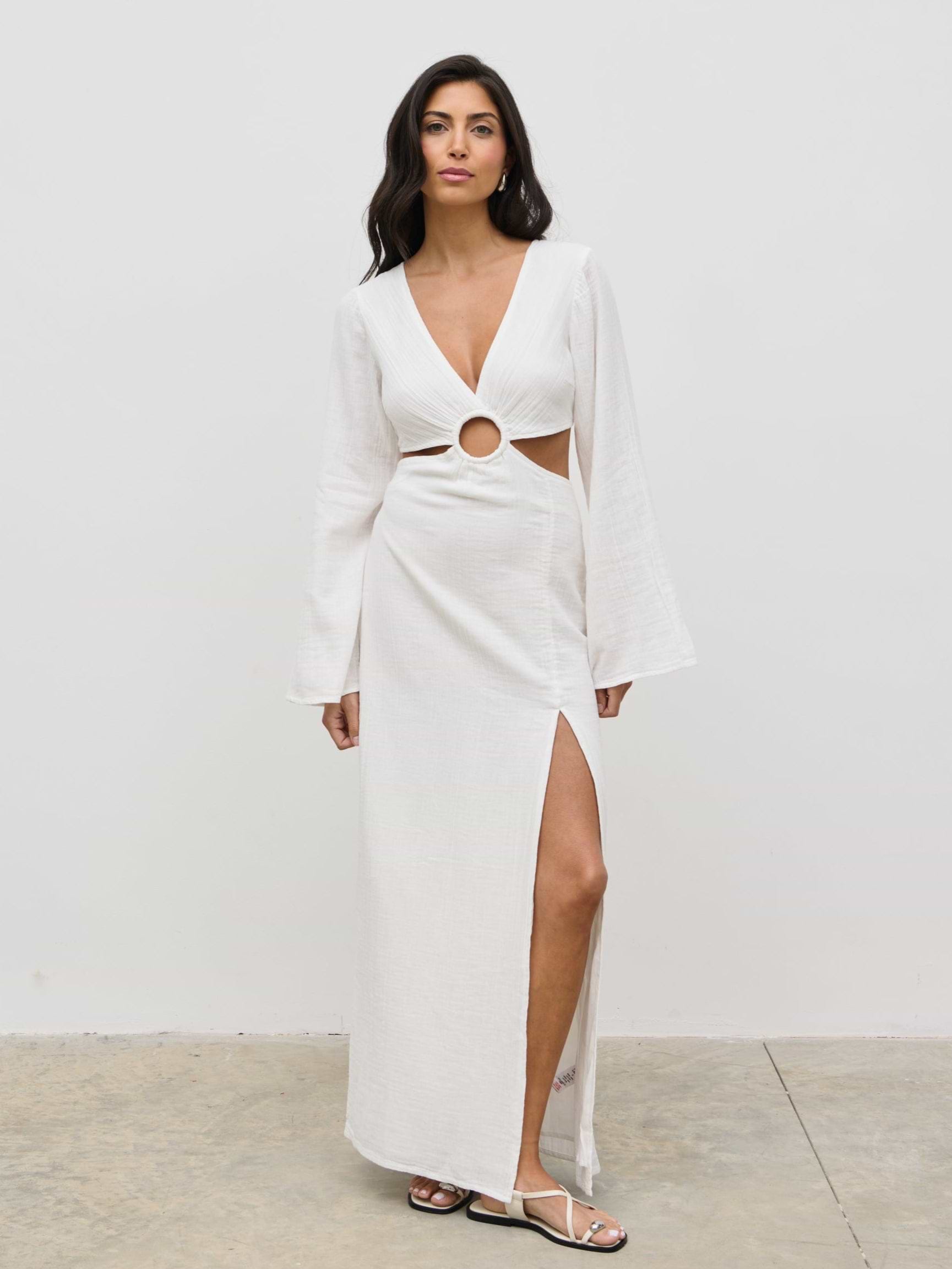 Luca Cut Out Ring Dress - Cream