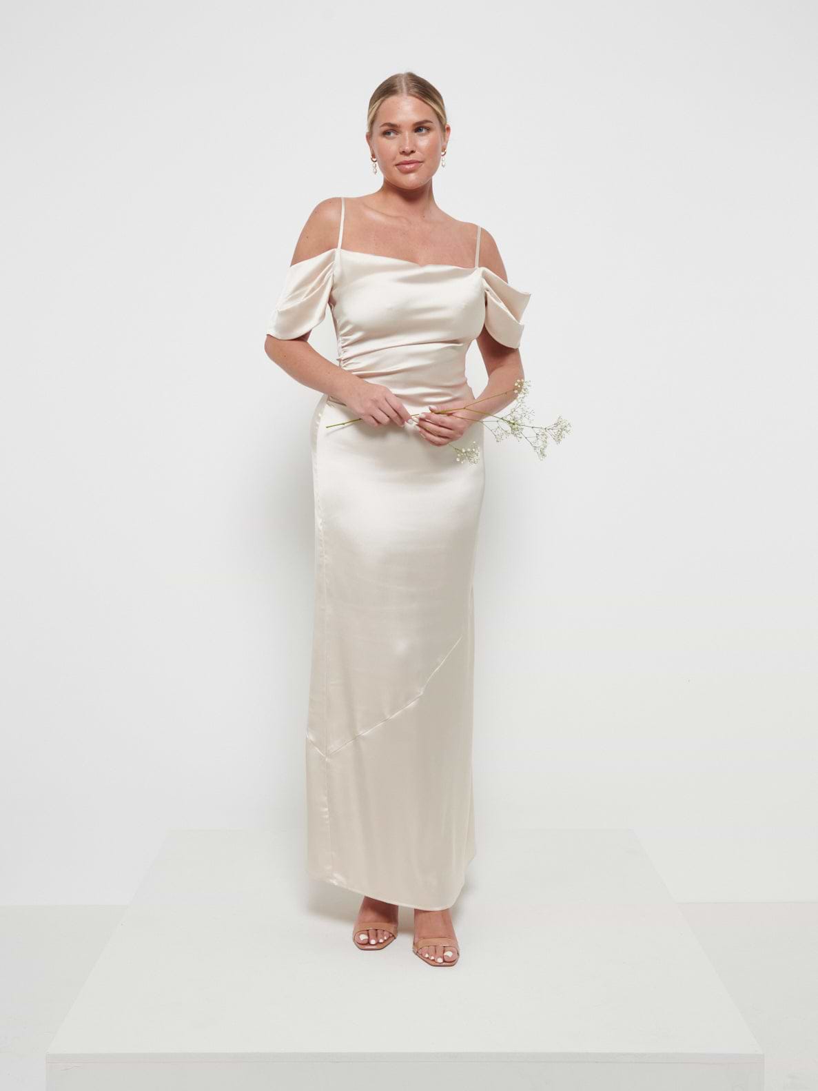 Lucette Recycled Maxi Bridesmaid Dress - Champagne