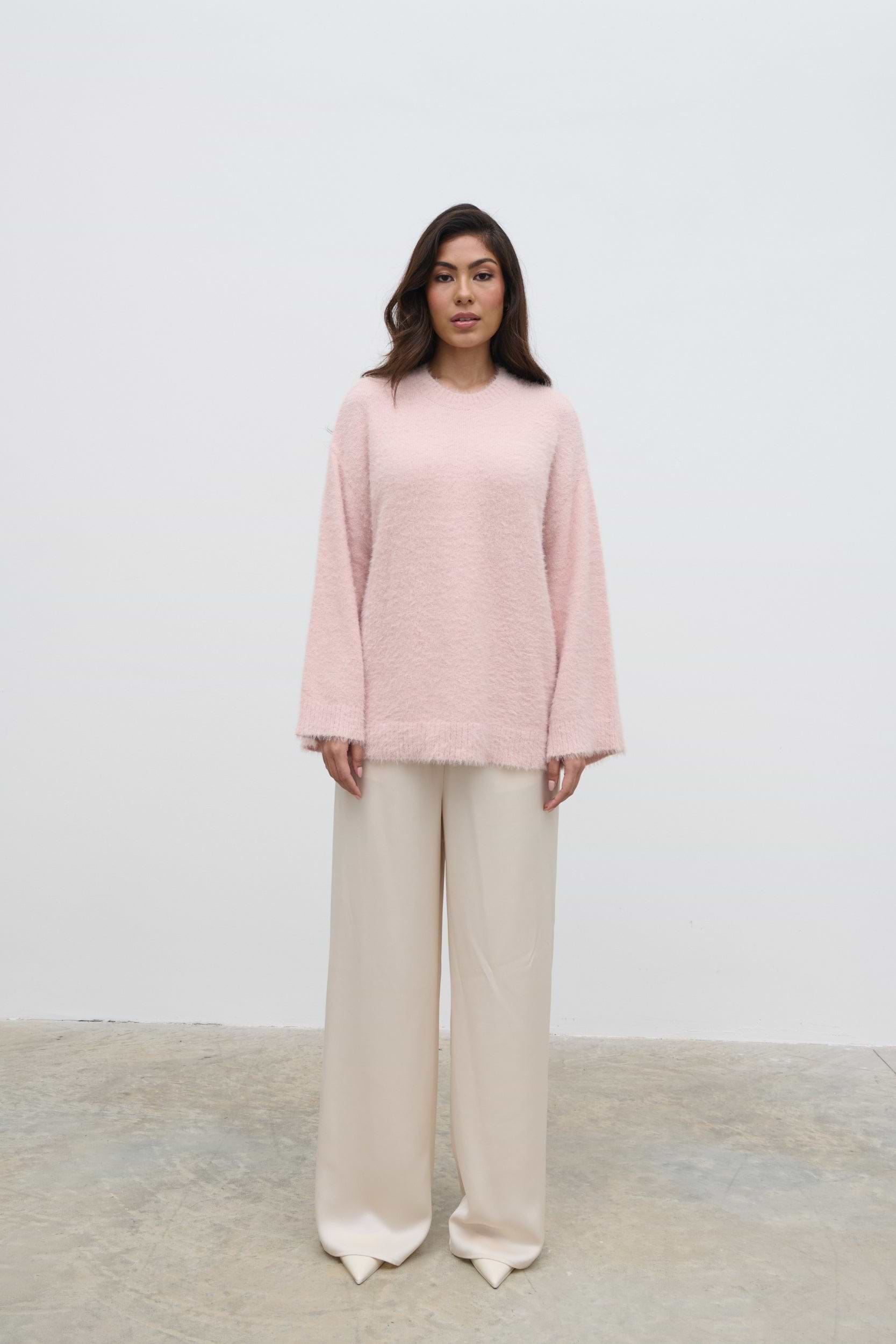 Lula Fluffy Knit Jumper - Pale Pink