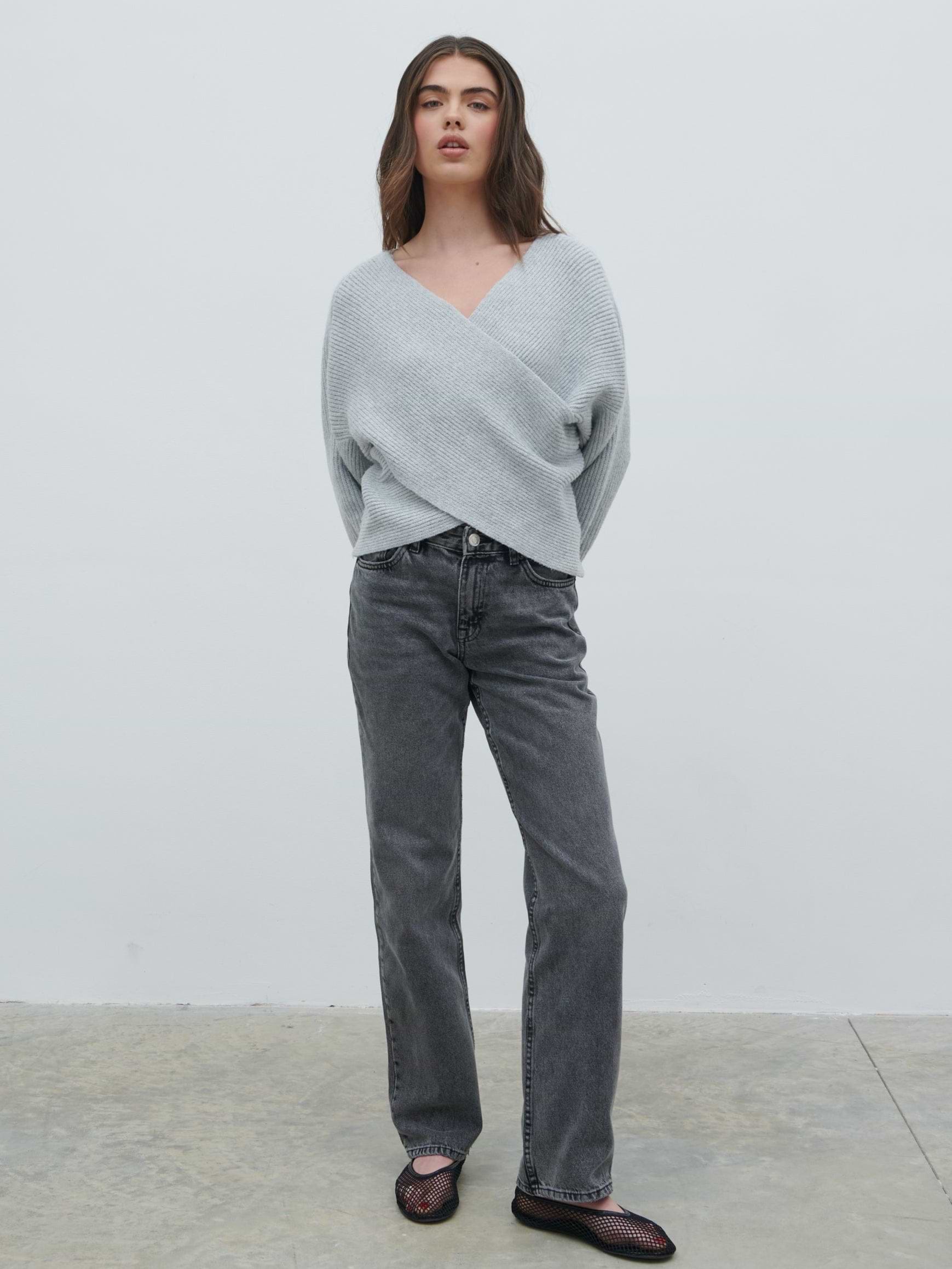 Macey Cross Back Knit Jumper - Grey Marl