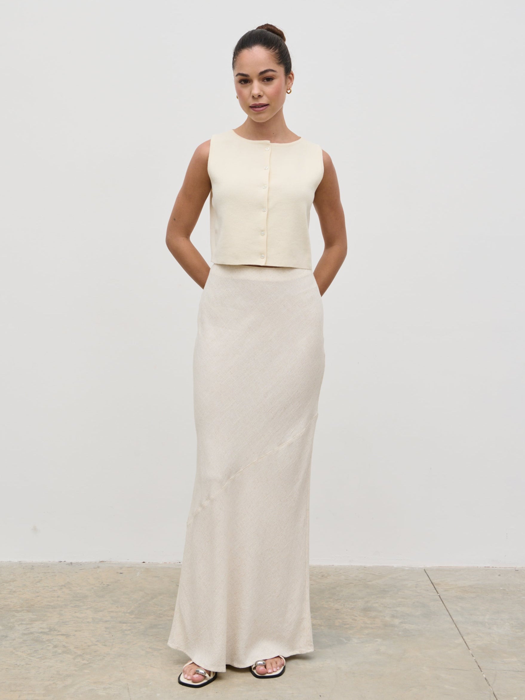 Maisy Linen Maxi Skirt - Natural