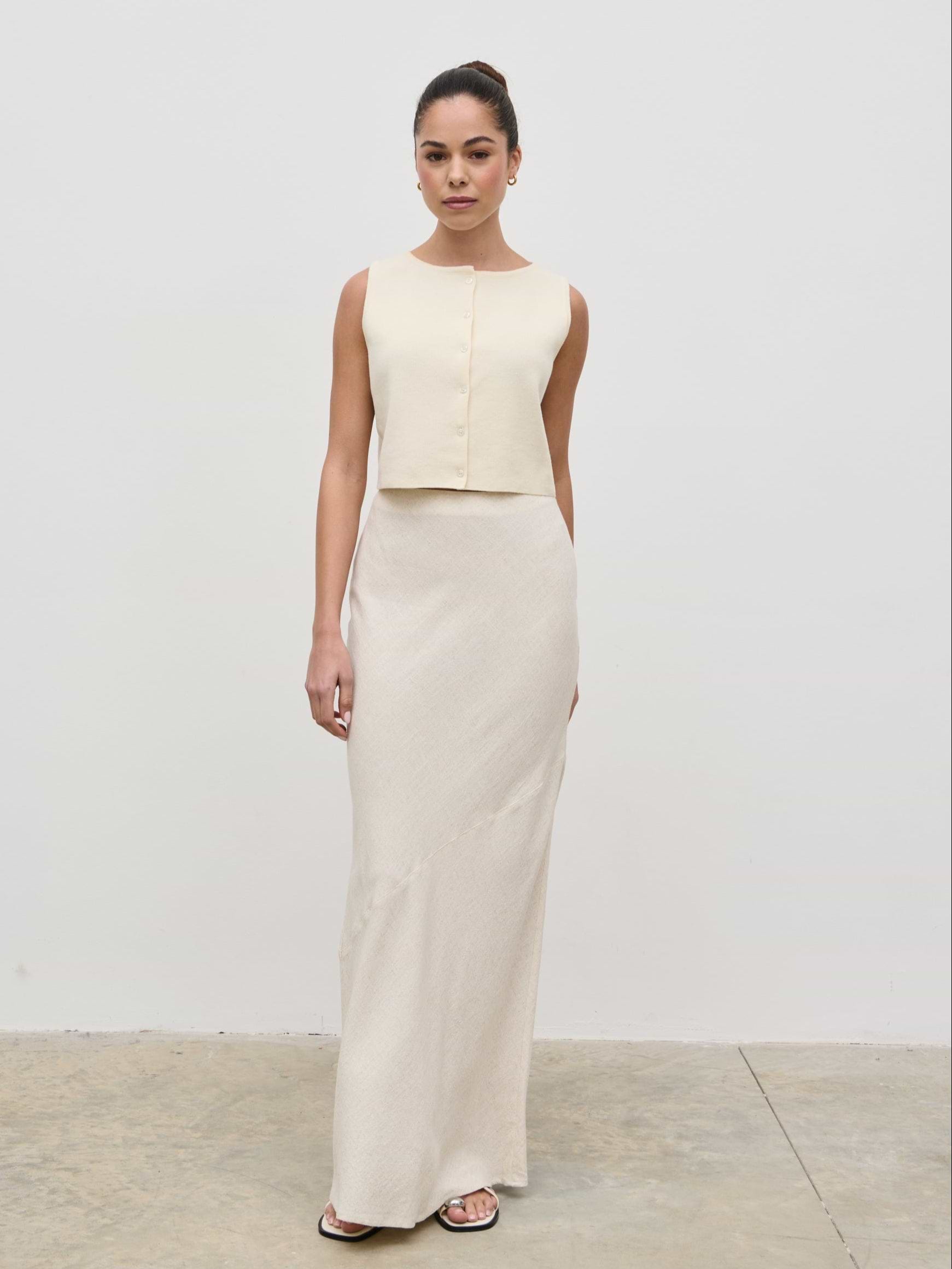 Maisy Linen Maxi Skirt - Natural