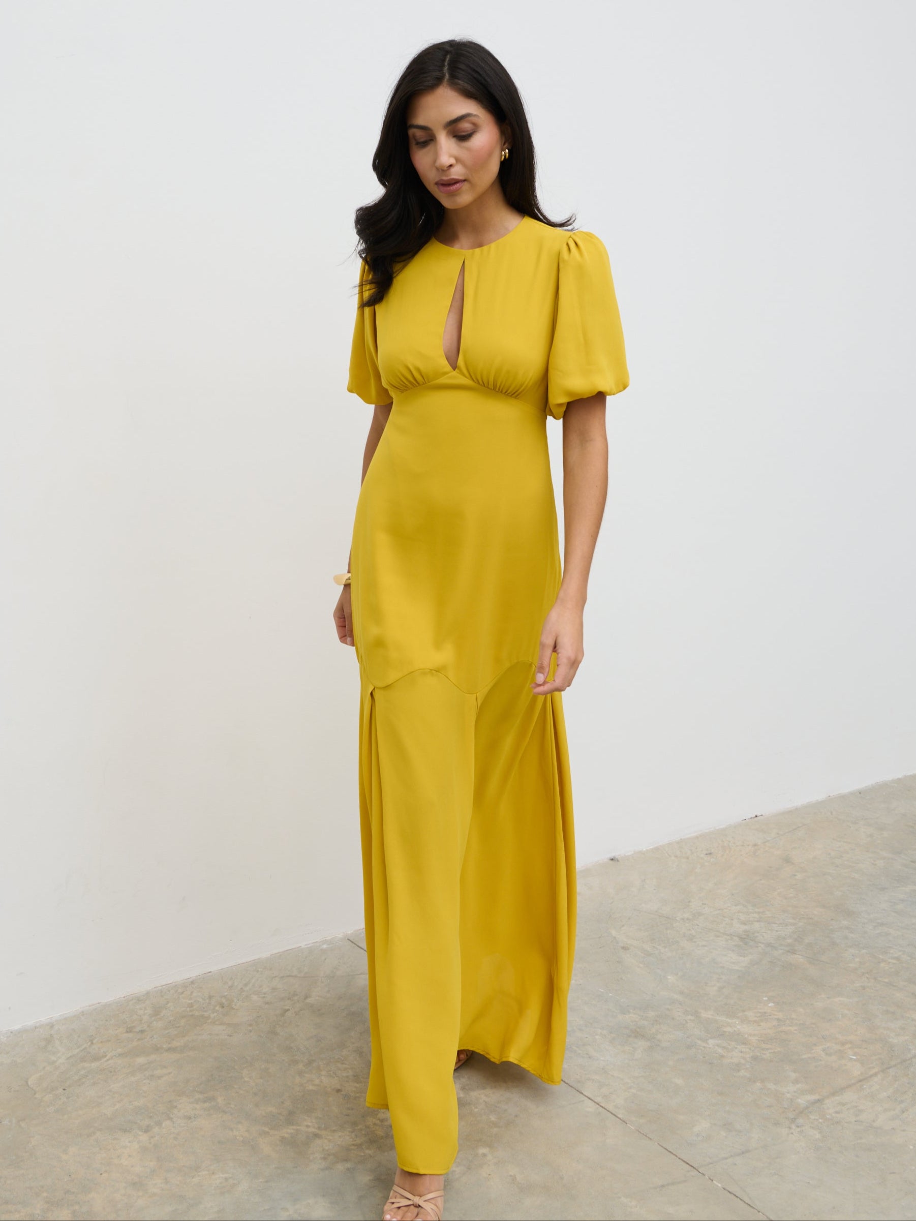 Maribel Puff Sleeve Maxi Dress - Yellow Ochre