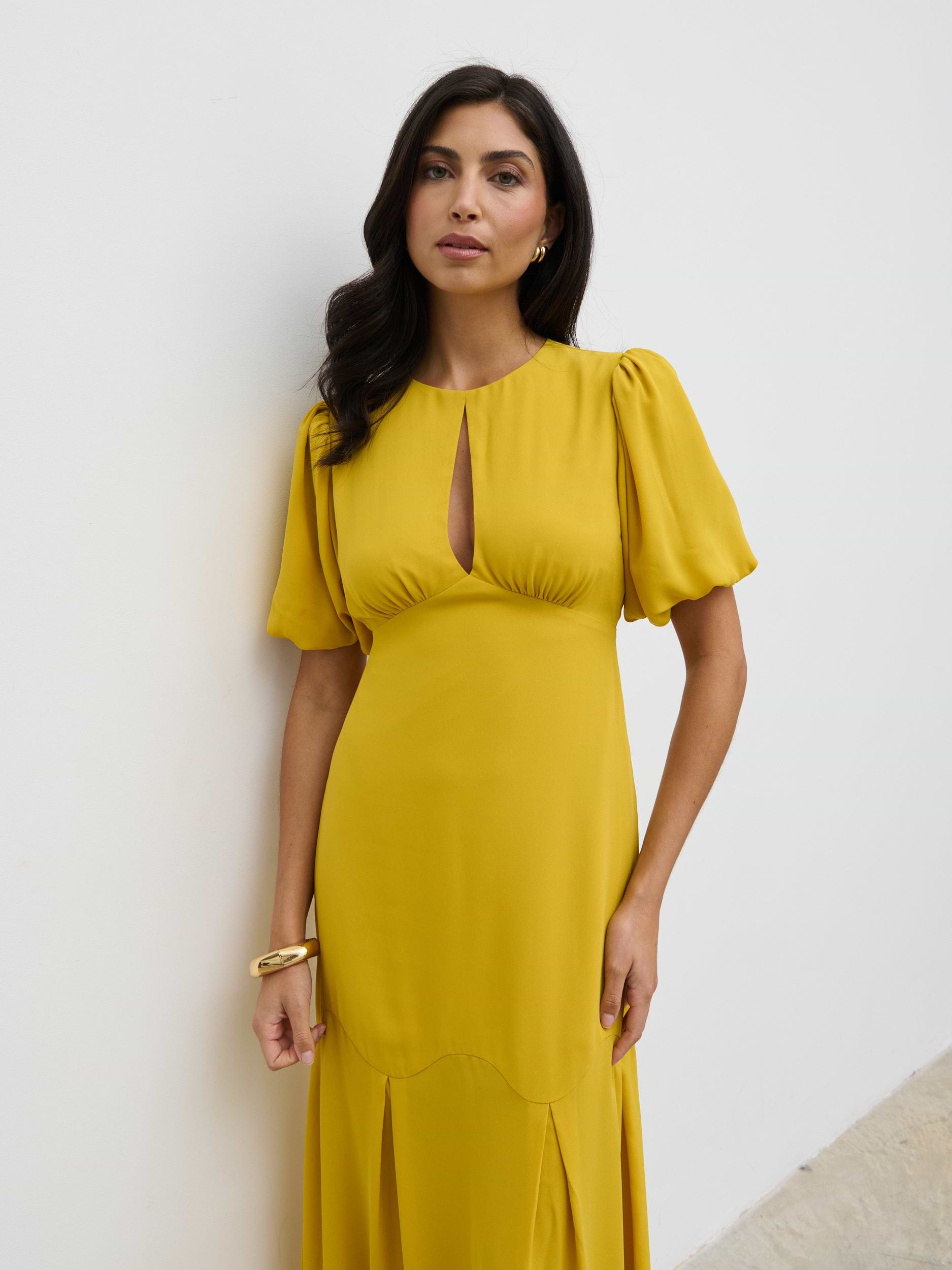 Maribel Puff Sleeve Maxi Dress - Yellow Ochre