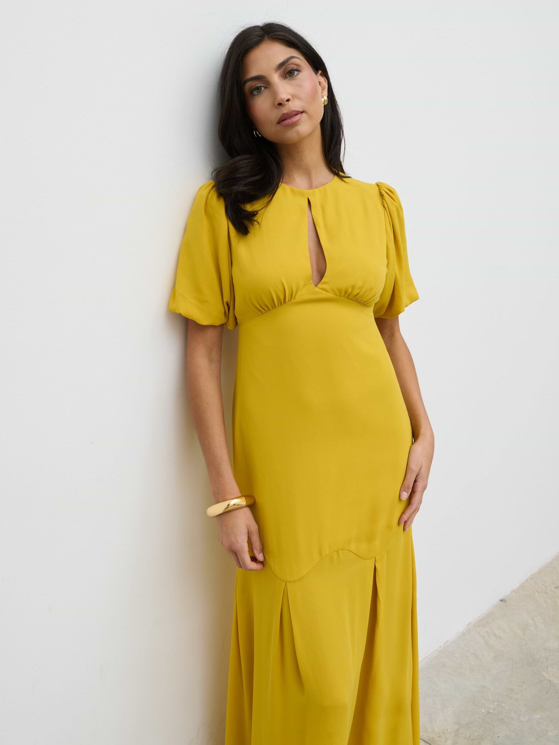 Maribel Puff Sleeve Maxi Dress - Yellow Ochre