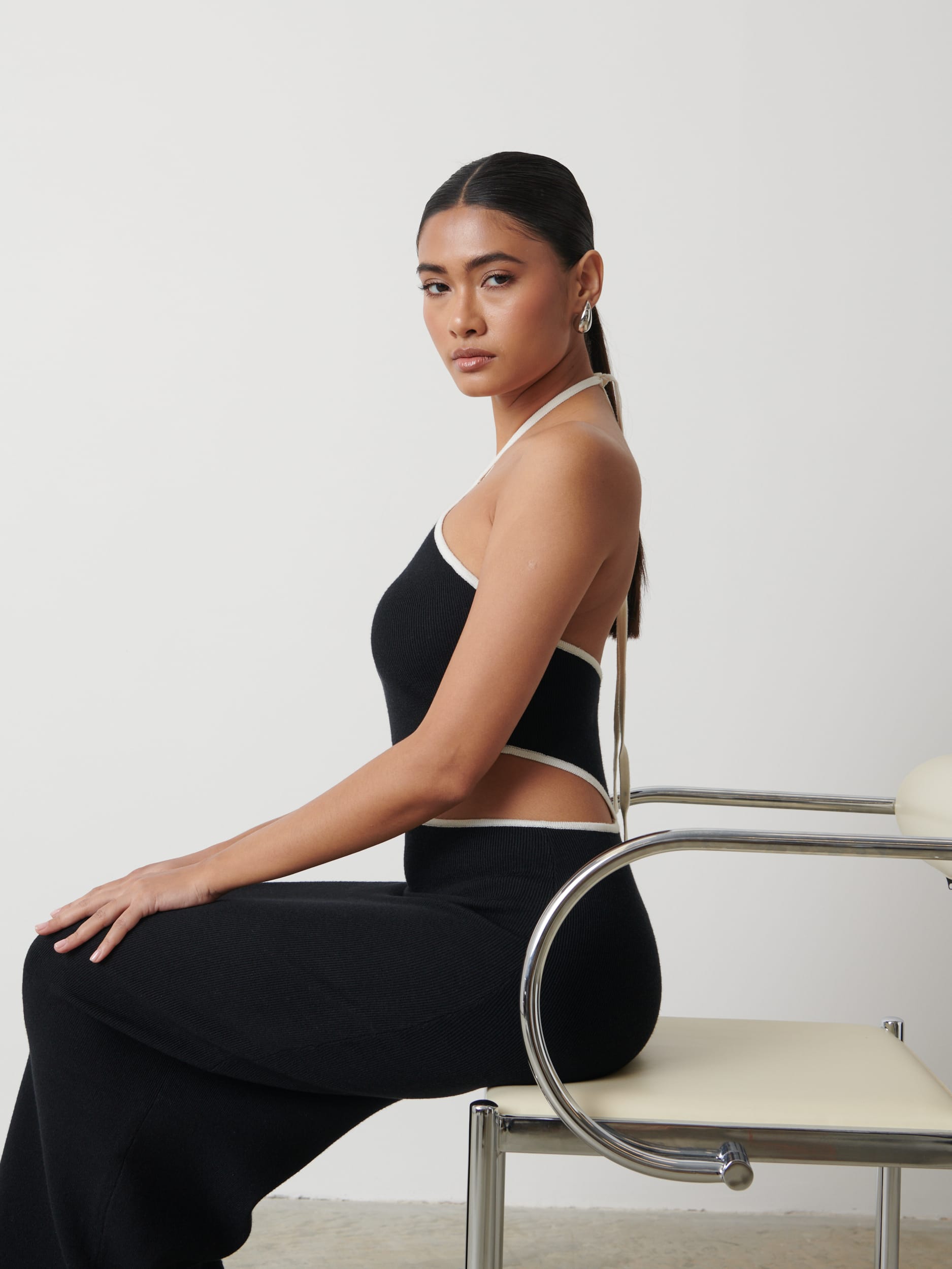 Marla Contrast Trim Maxi Dress - Black