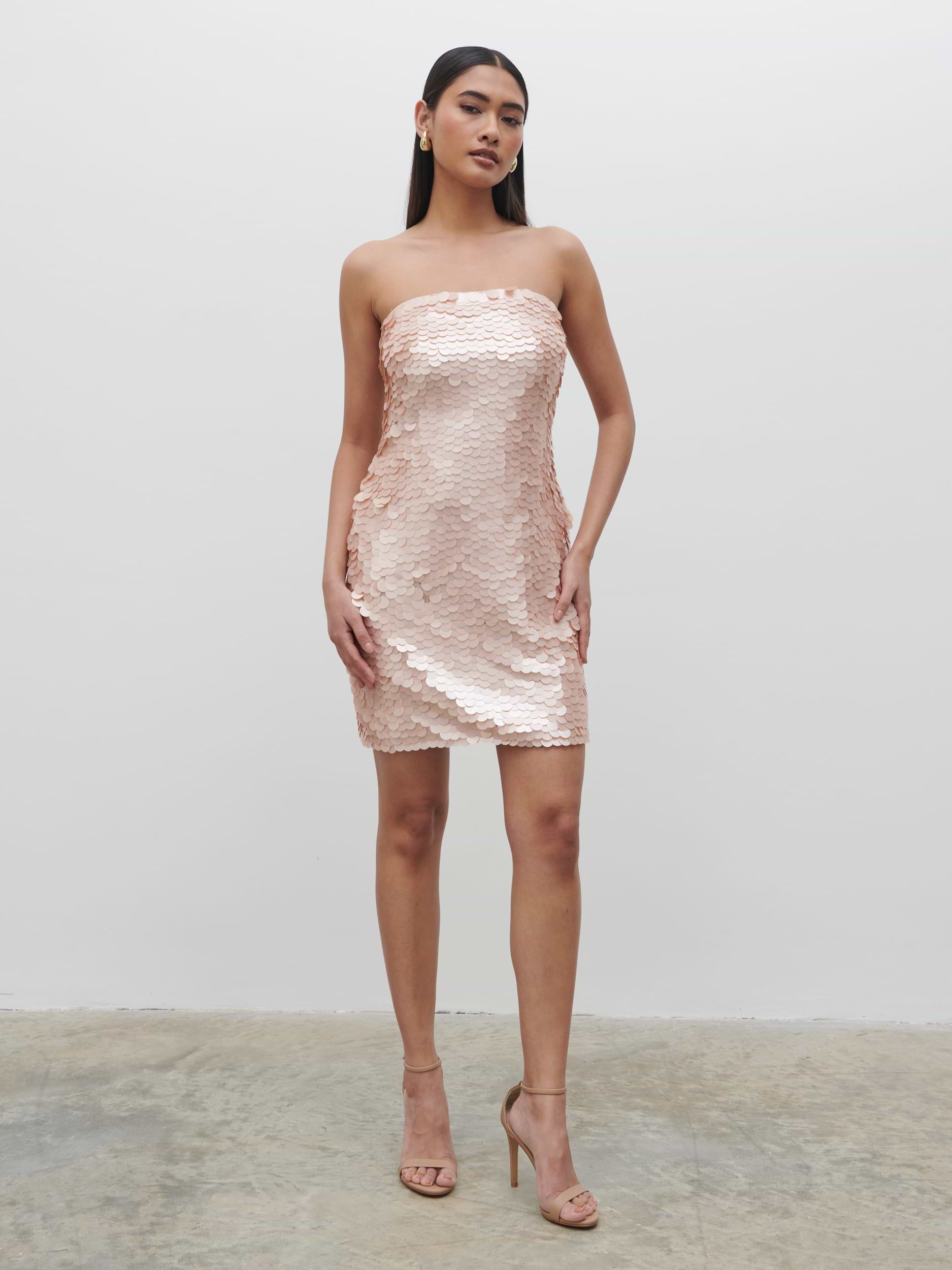 Marseille Bandeau Sequin Mini Dress - Blush