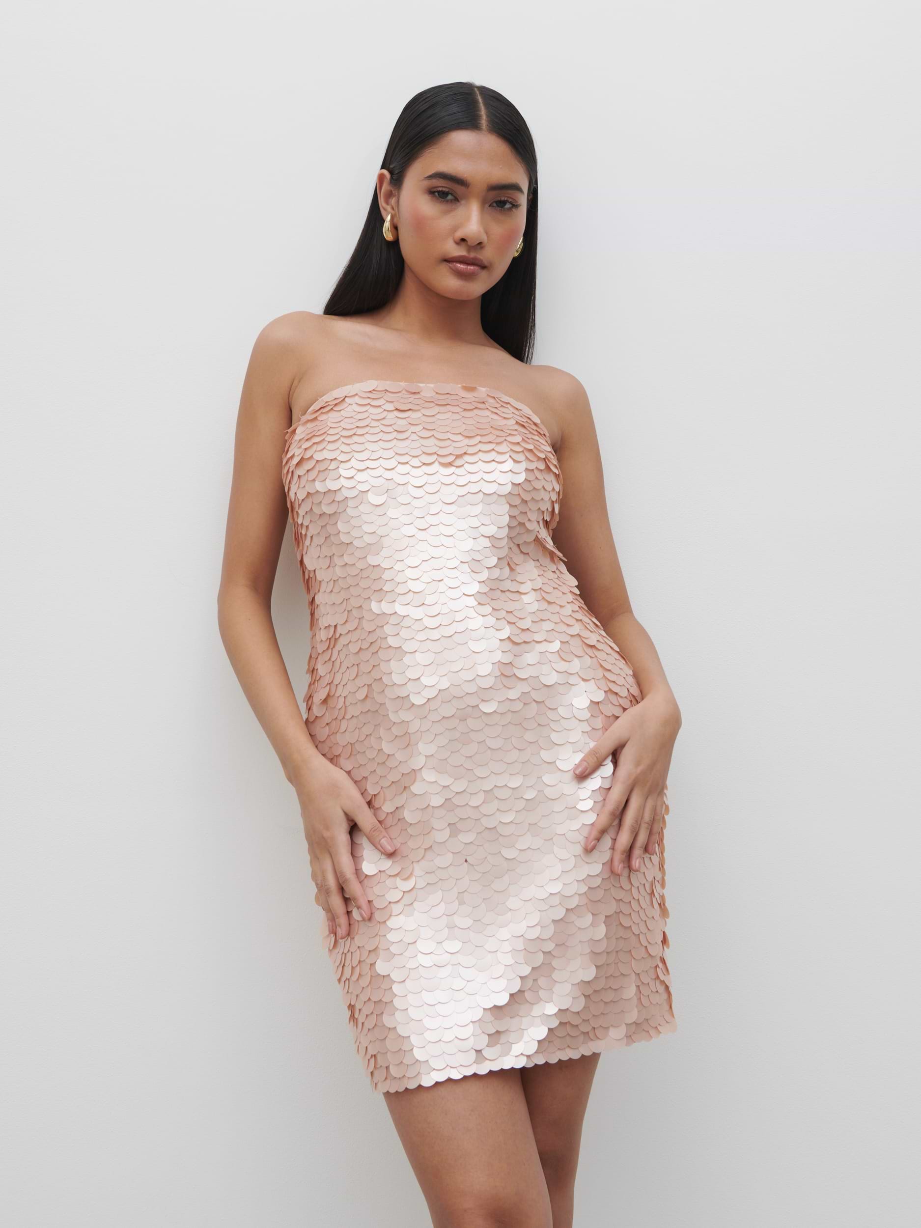 Marseille Bandeau Sequin Mini Dress - Blush