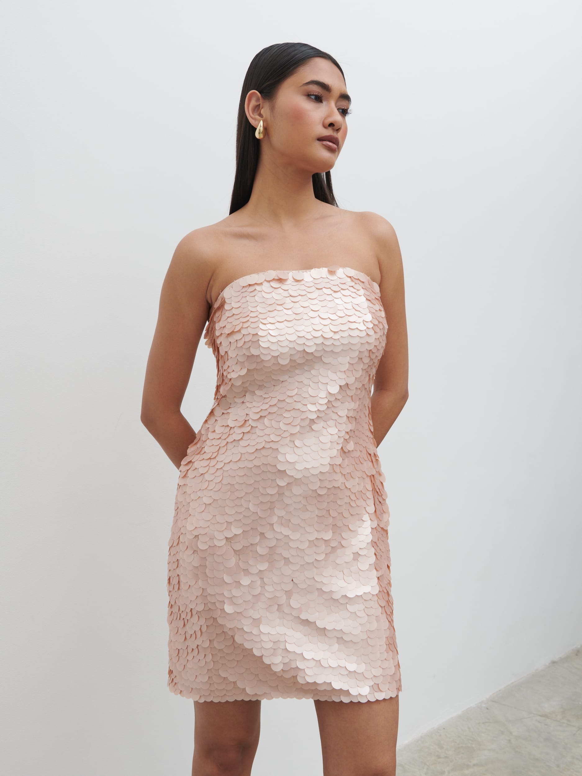 Marseille Bandeau Sequin Mini Dress - Blush
