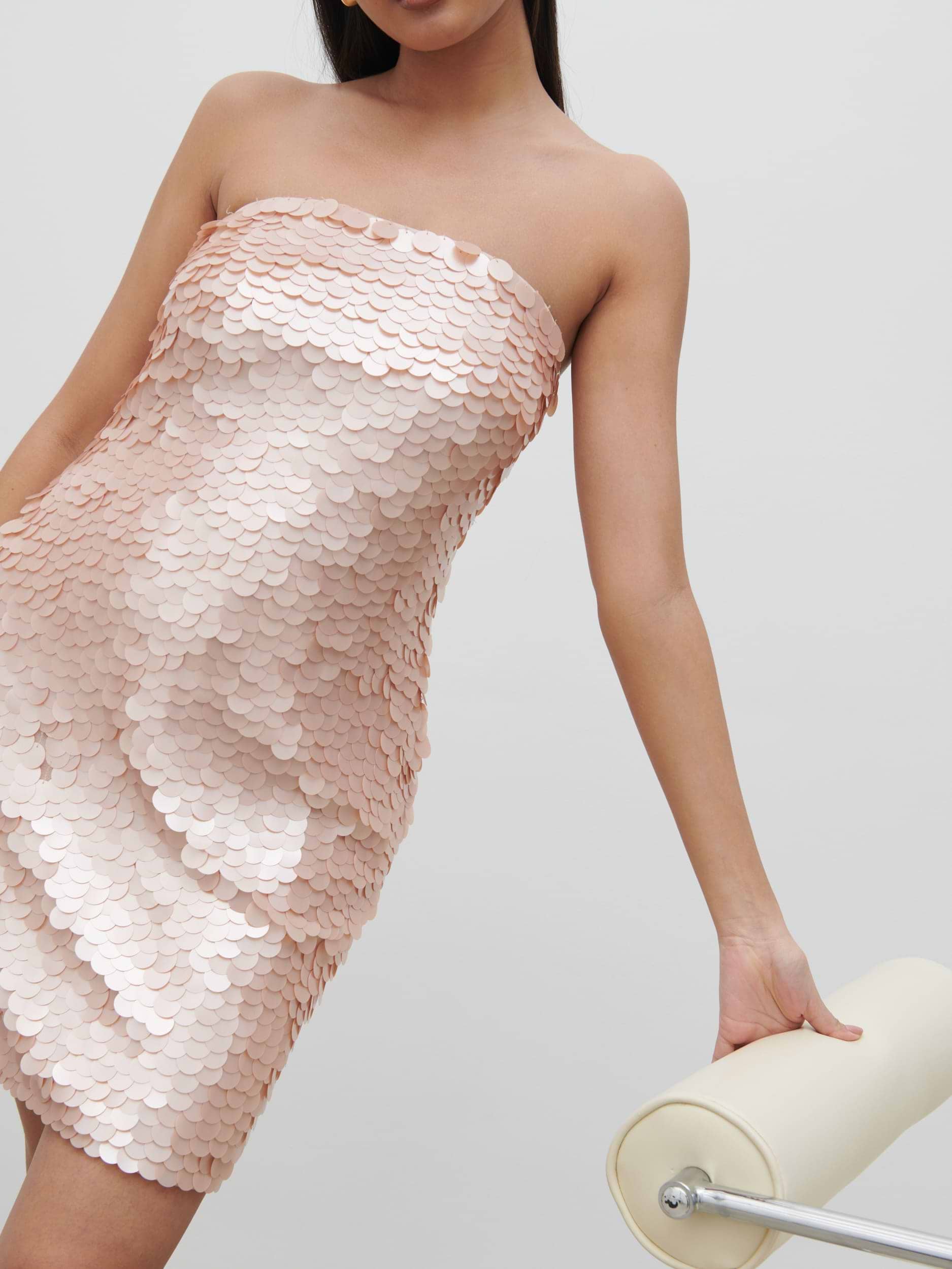 Marseille Bandeau Sequin Mini Dress - Blush