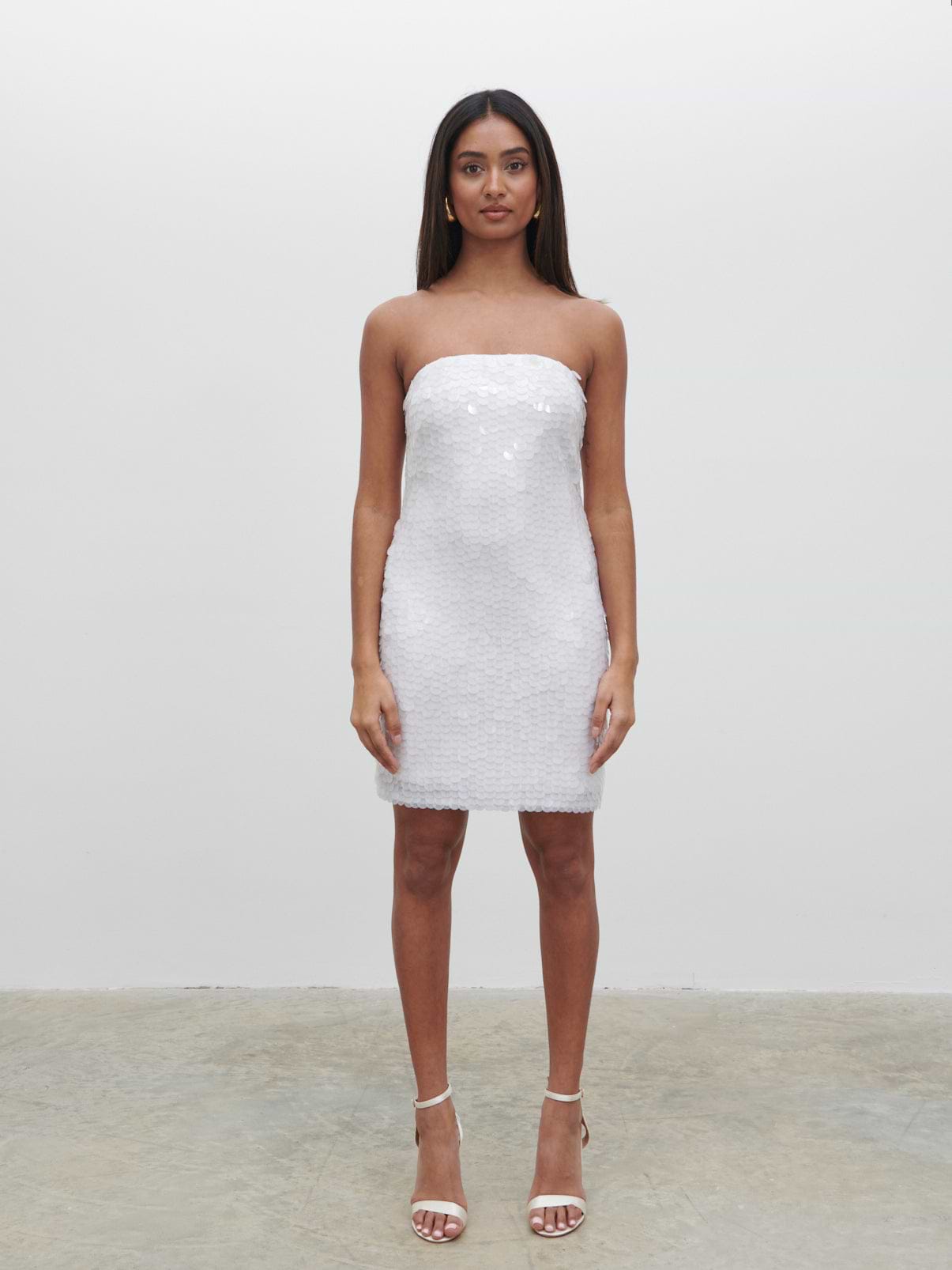 Marseille Bandeau Sequin Mini Dress - Ivory