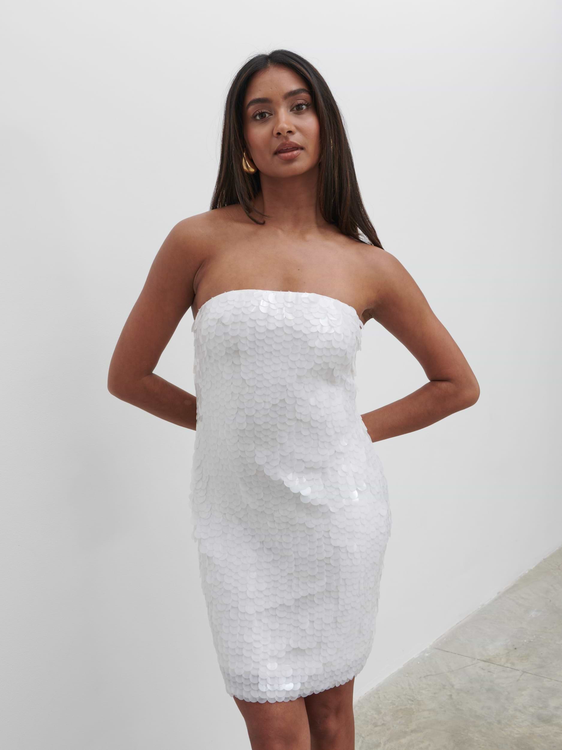 Marseille Bandeau Sequin Mini Dress - Ivory