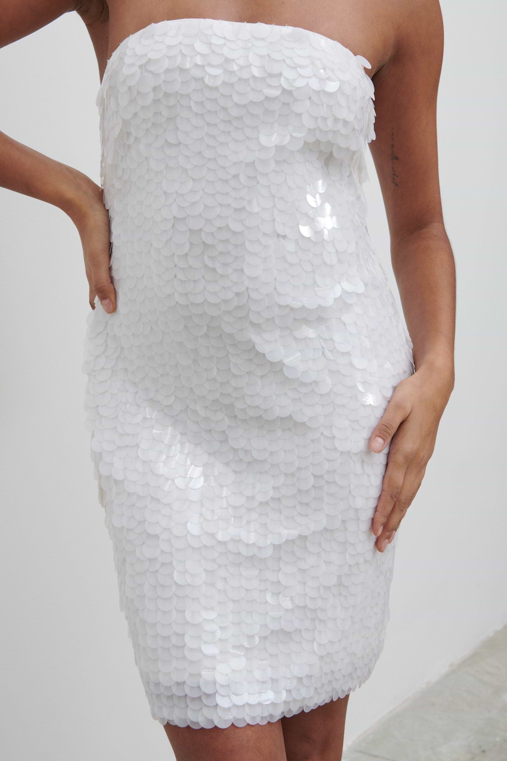 Marseille Bandeau Sequin Mini Dress - Ivory
