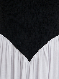 Maude Shirred Contrast Maxi Dress - Black and Cream