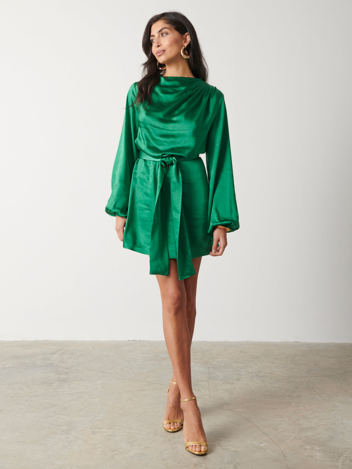 Maya Metallic Mini Dress - Emerald Green