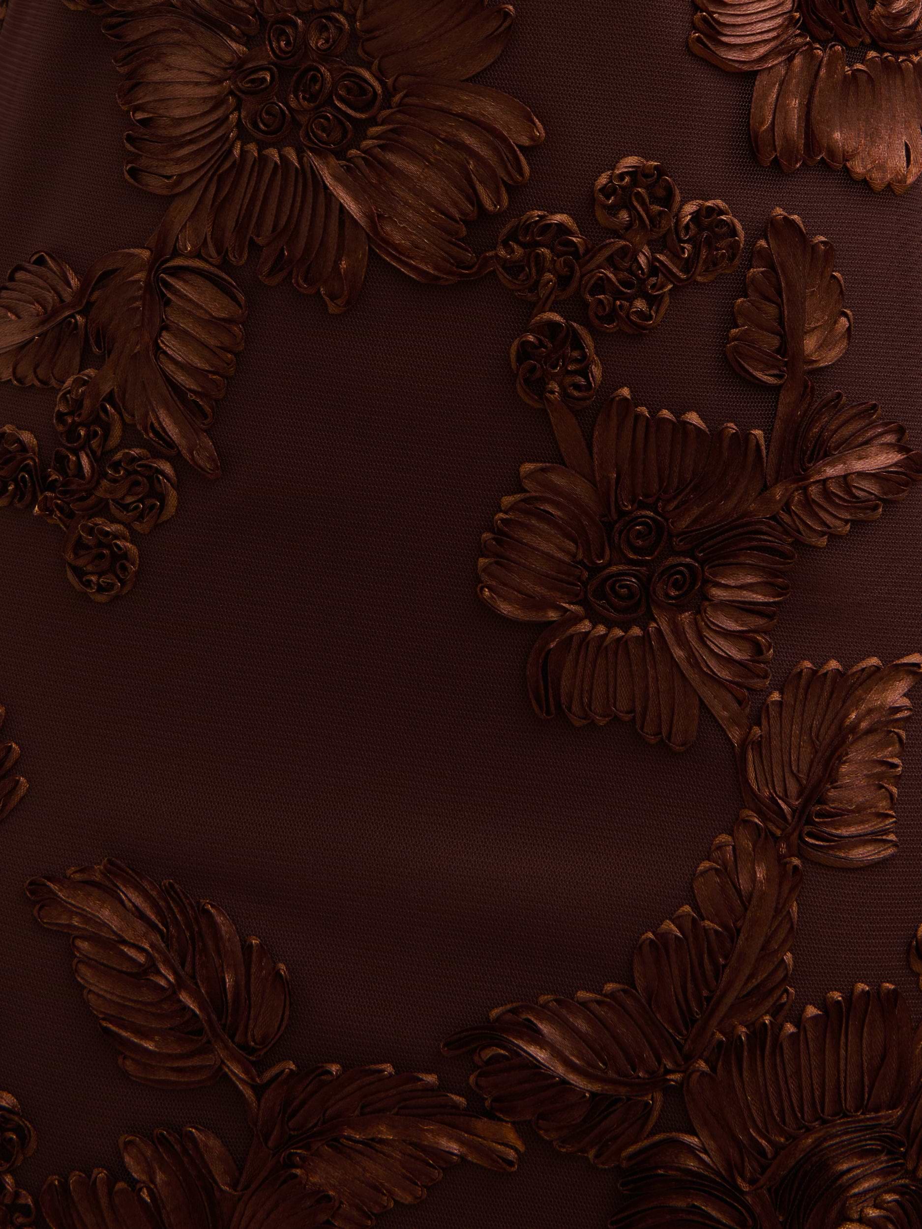 Meg Racer Midaxi Dress - Chocolate Jacquard Floral
