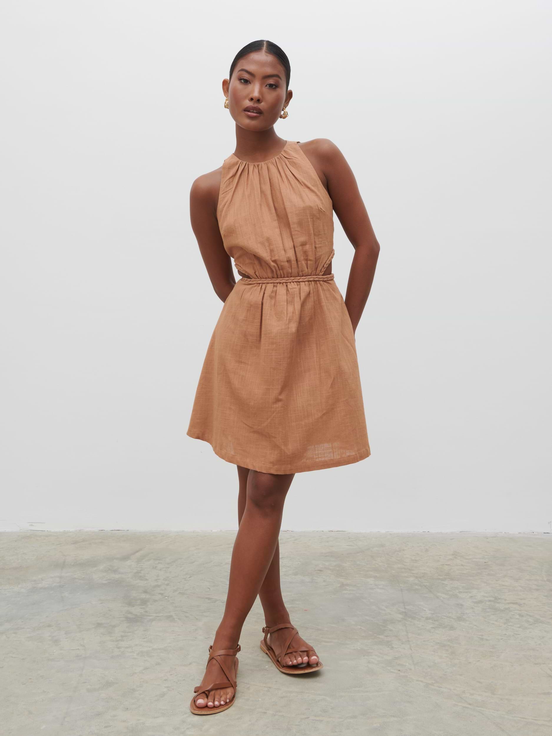 Melody Cut Out Mini Dress - Biscuit