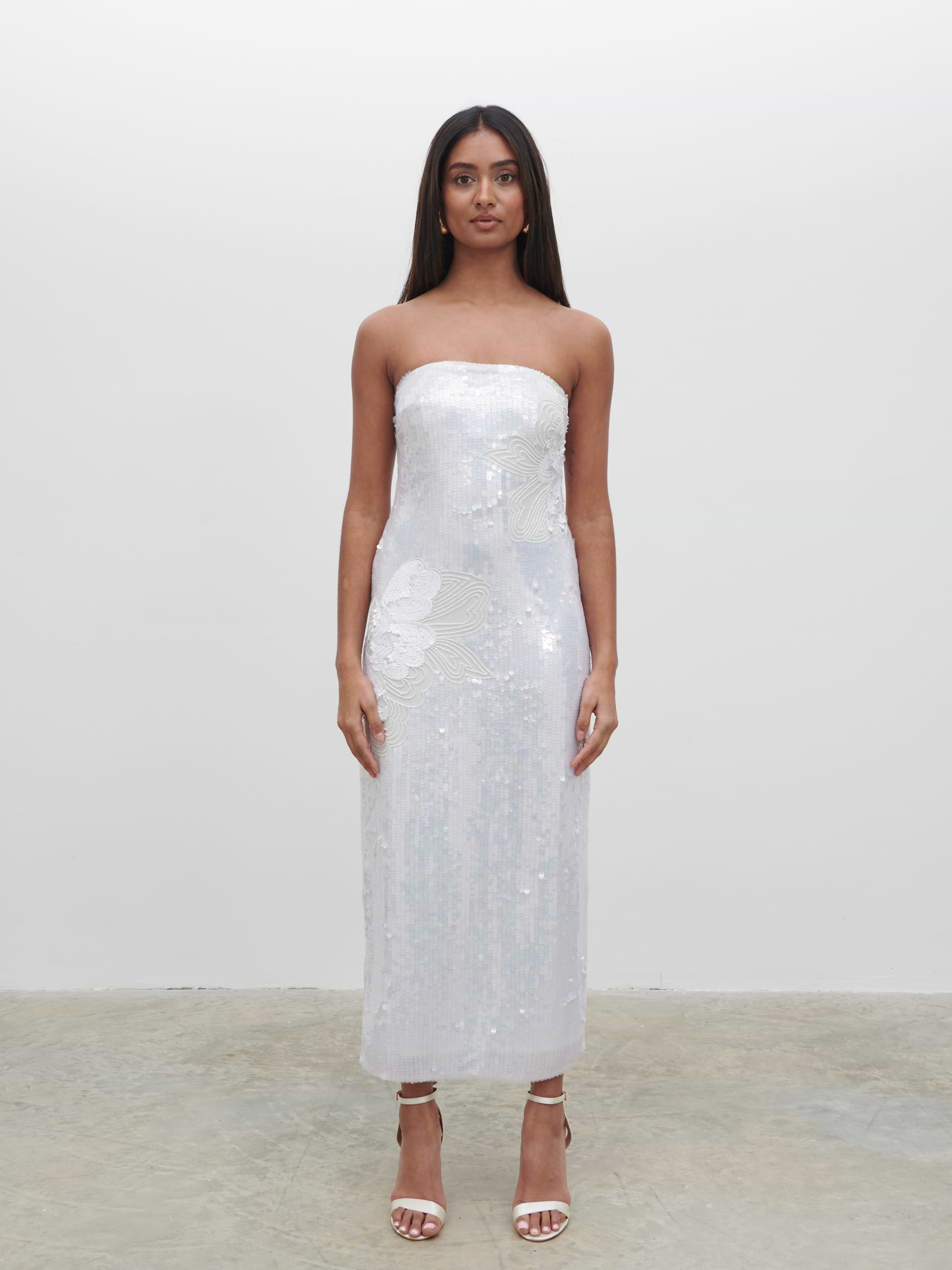 Menton Floral Sequin Midaxi Dress - Ivory