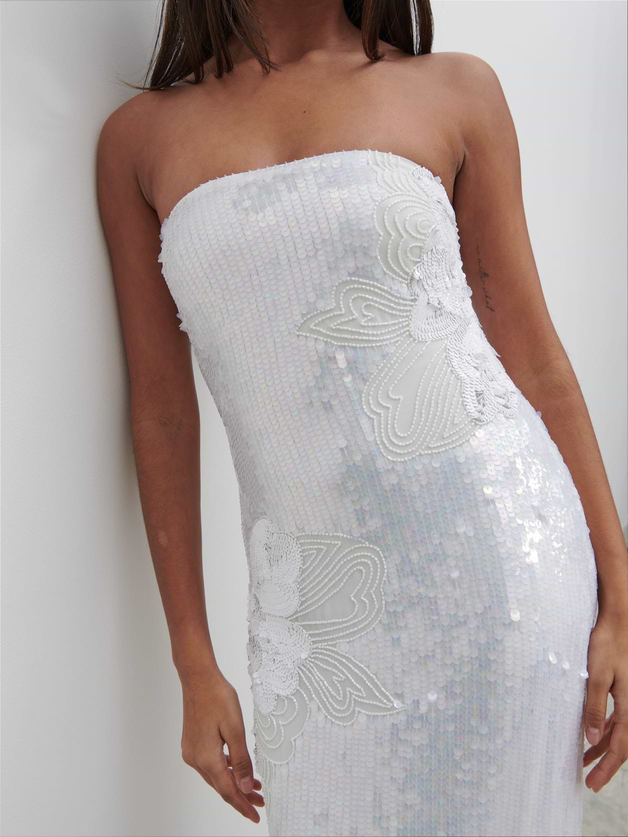 Menton Floral Sequin Midaxi Dress - Ivory