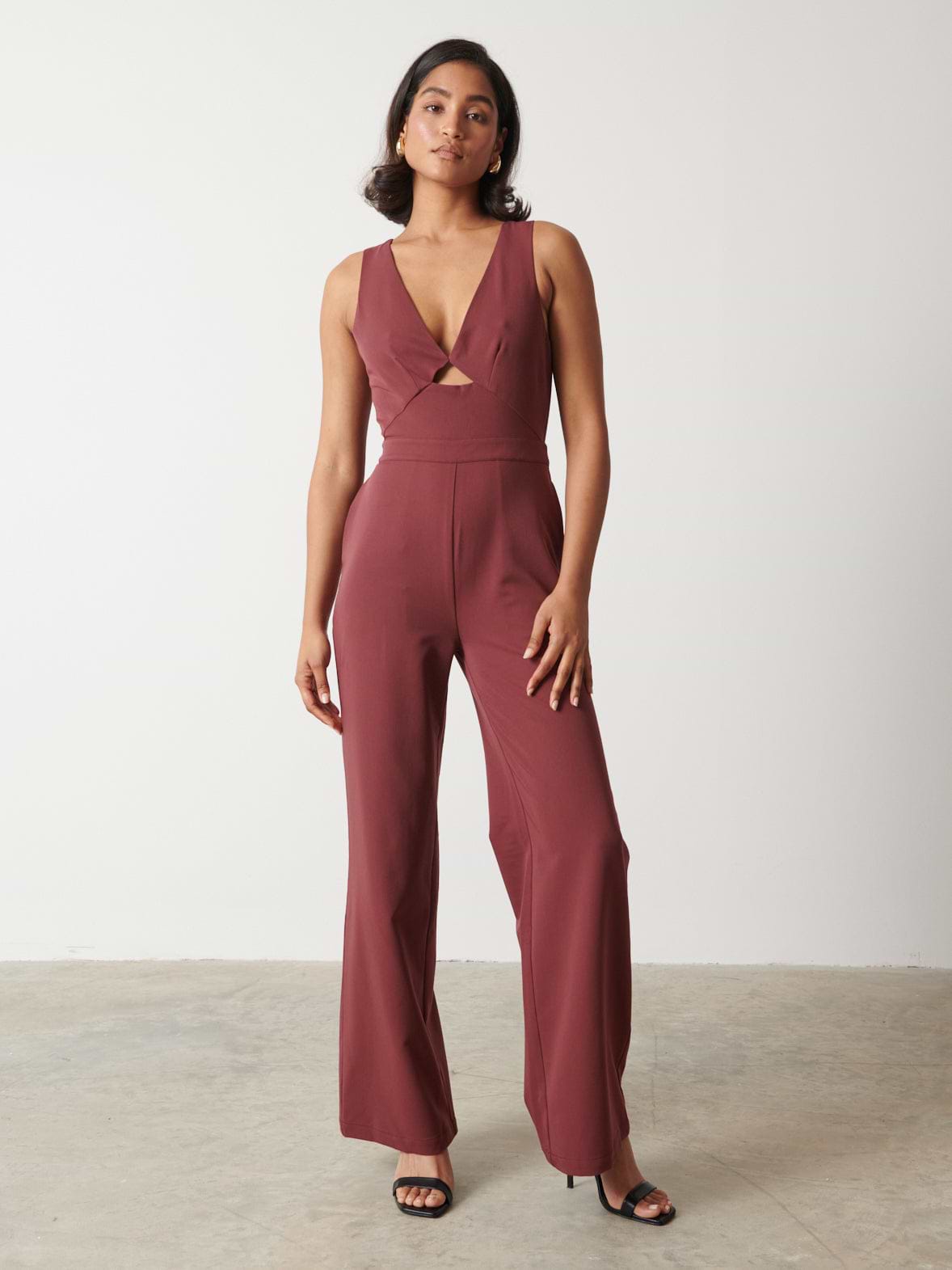 Miley Tie Back Jumpsuit - Wine