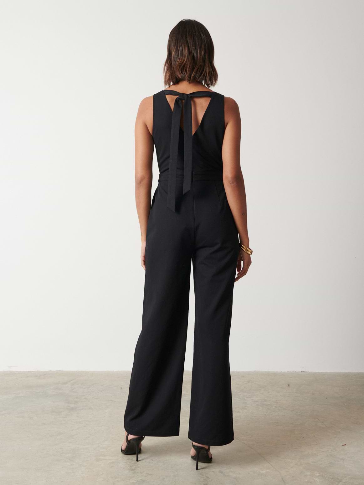 Miley Tie Back Jumpsuit - Black