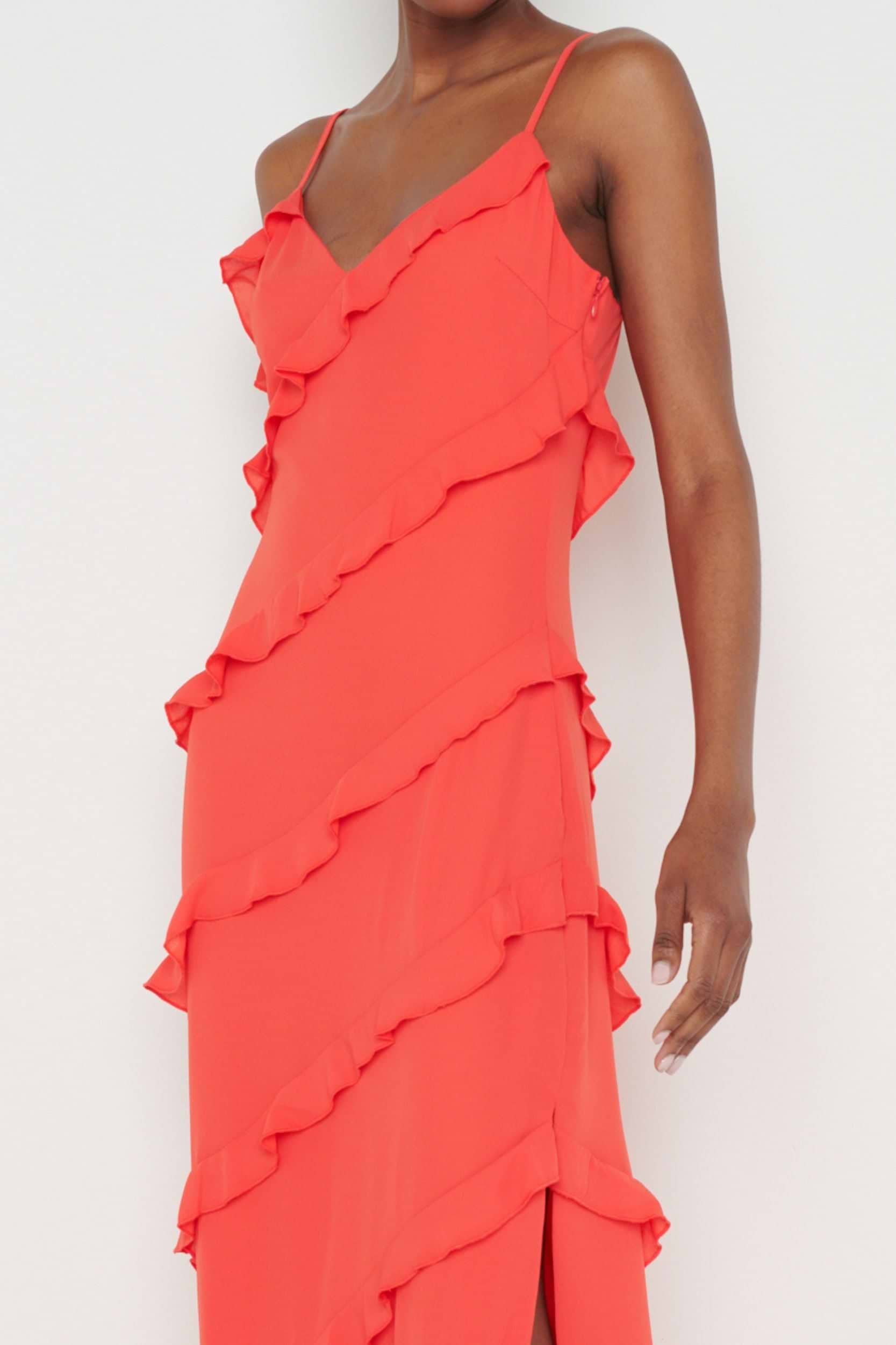 Nadine Ruffle Maxi Dress - Ruby Red