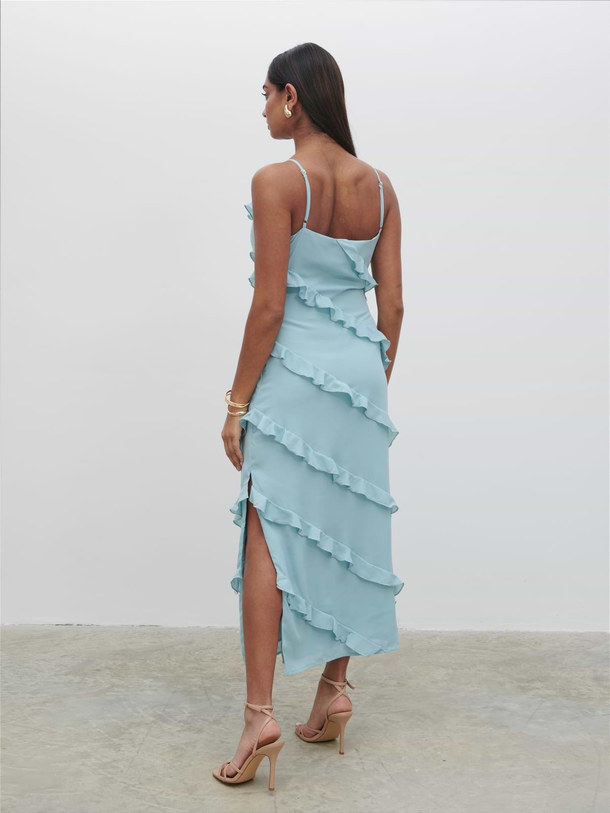 Nadine Ruffle Midaxi Dress - Seaspray