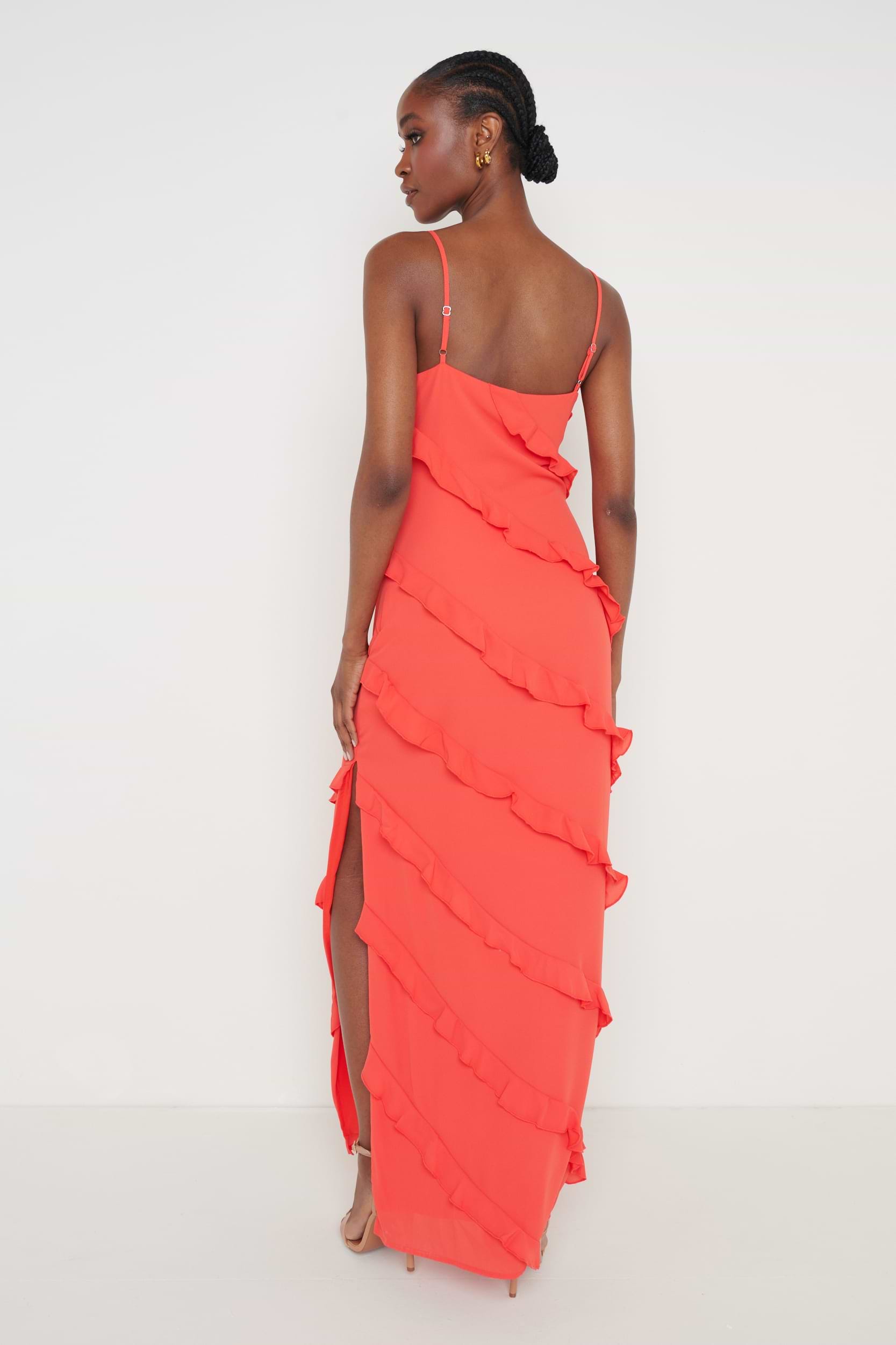 Nadine Ruffle Maxi Dress - Ruby Red